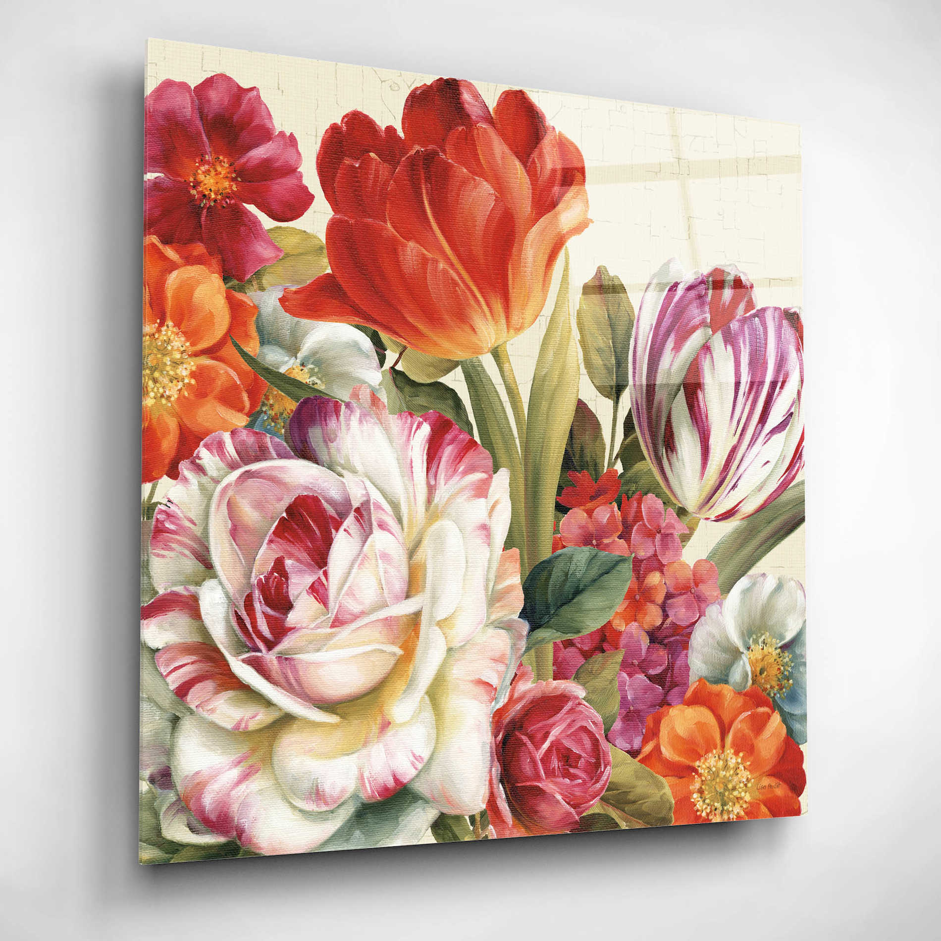 Epic Art 'Garden View Tossed-Florals' by Lisa Audit, Acrylic Glass Wall Art,12x12