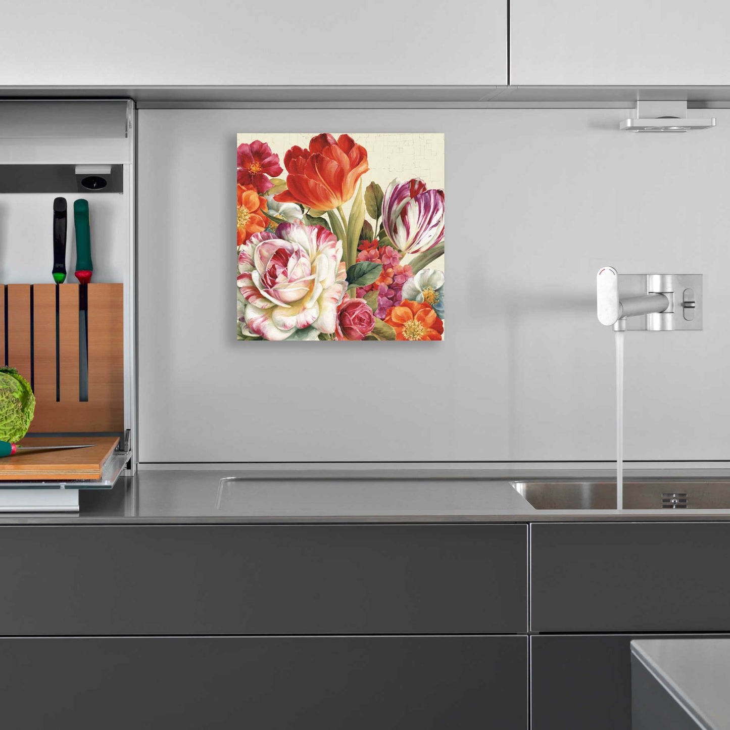 Epic Art 'Garden View Tossed-Florals' by Lisa Audit, Acrylic Glass Wall Art,12x12