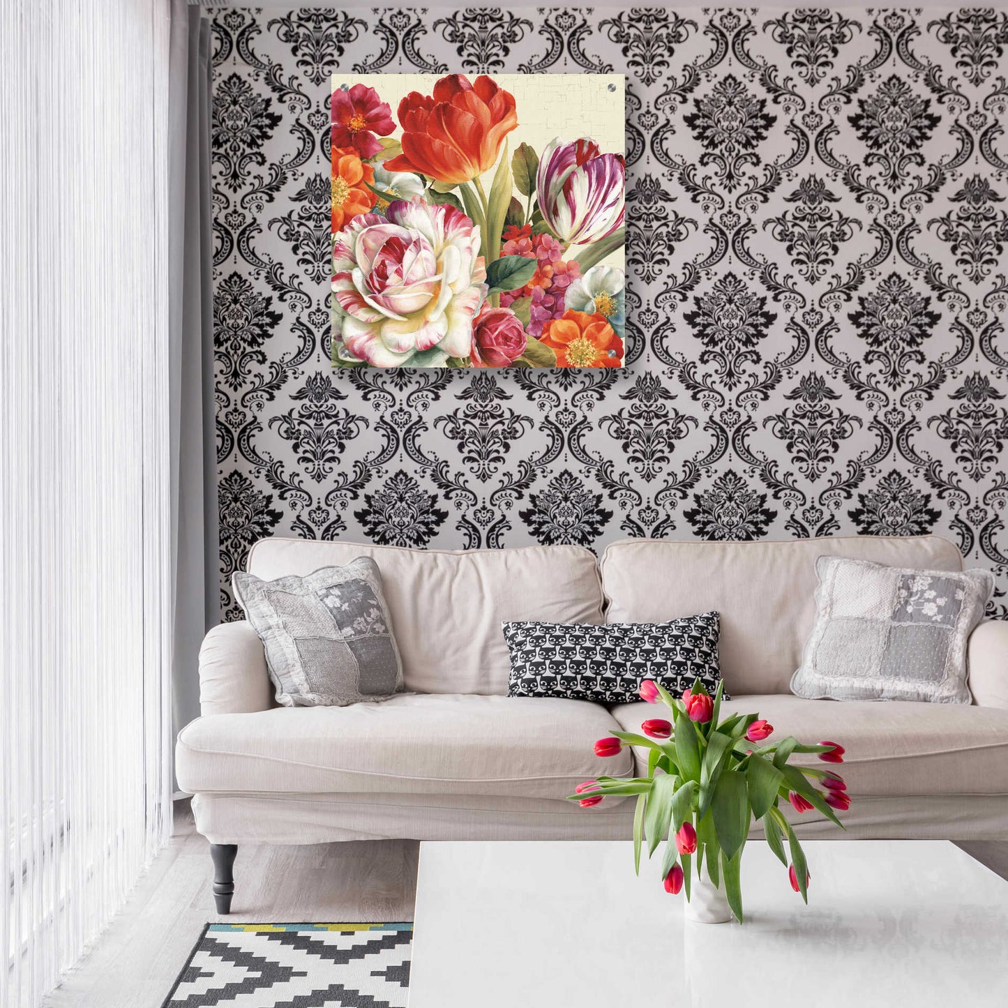 Epic Art 'Garden View Tossed-Florals' by Lisa Audit, Acrylic Glass Wall Art,24x24
