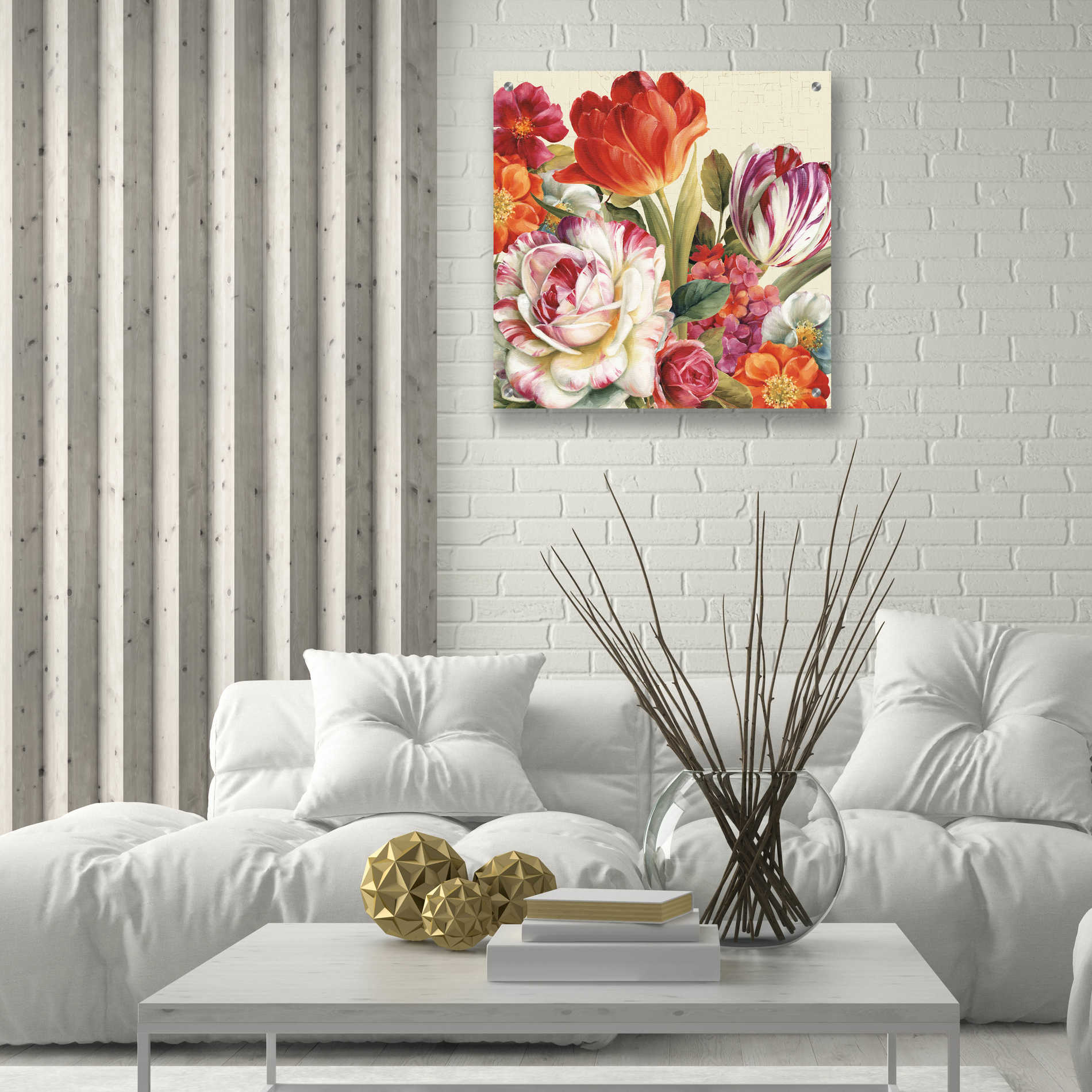 Epic Art 'Garden View Tossed-Florals' by Lisa Audit, Acrylic Glass Wall Art,24x24