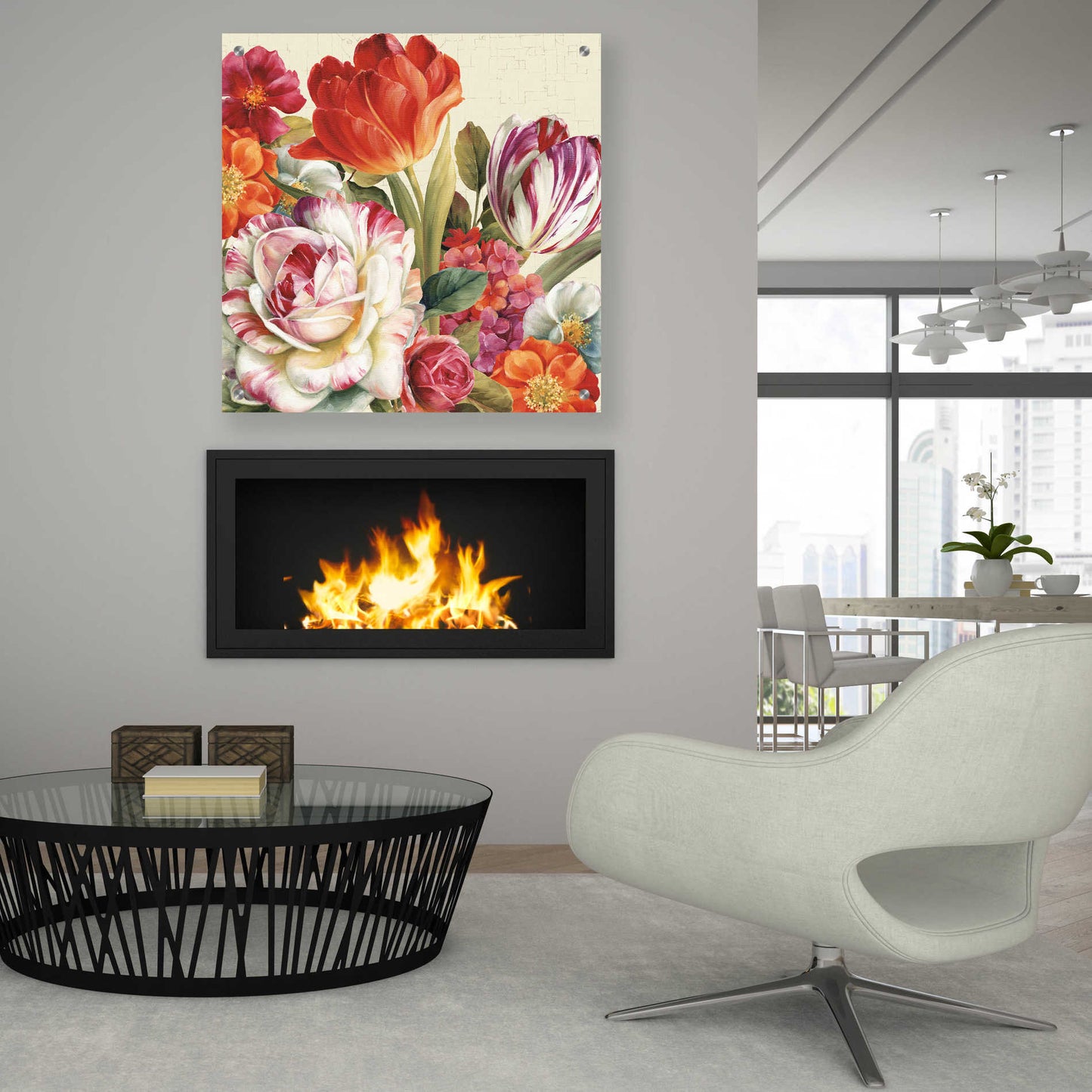 Epic Art 'Garden View Tossed-Florals' by Lisa Audit, Acrylic Glass Wall Art,36x36