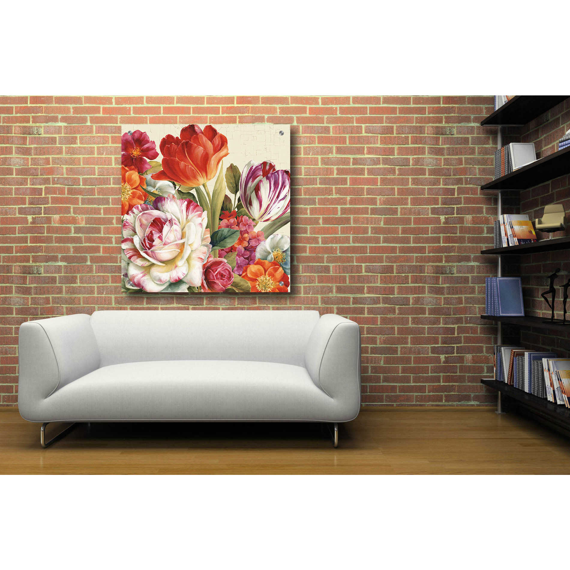 Epic Art 'Garden View Tossed-Florals' by Lisa Audit, Acrylic Glass Wall Art,36x36