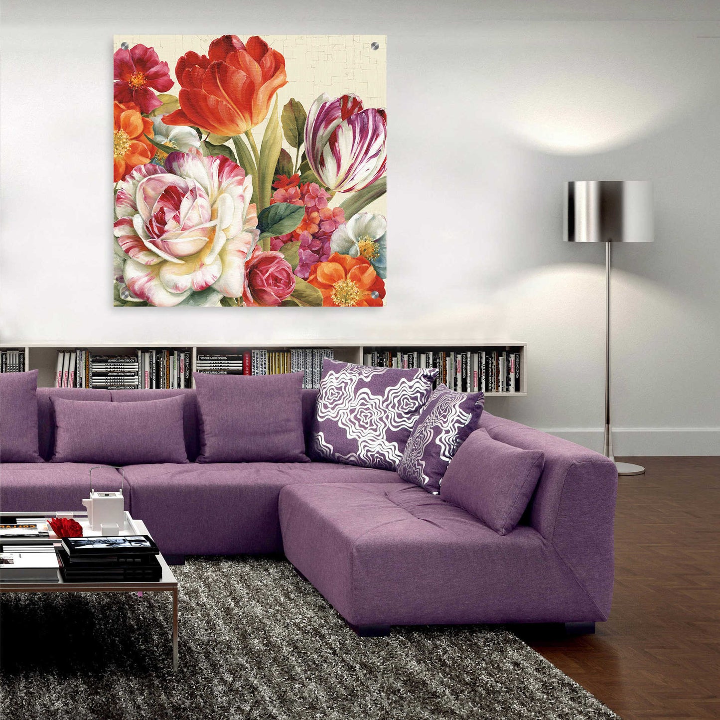 Epic Art 'Garden View Tossed-Florals' by Lisa Audit, Acrylic Glass Wall Art,36x36