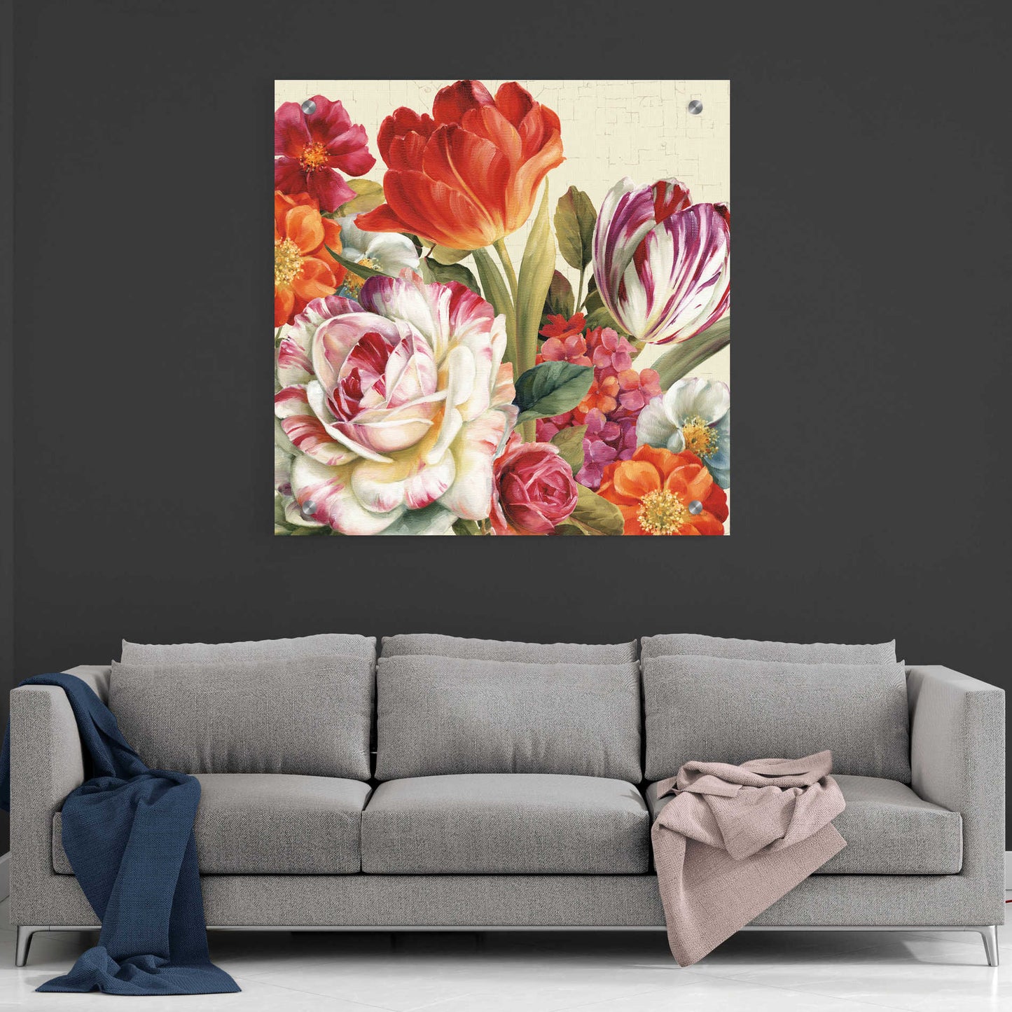 Epic Art 'Garden View Tossed-Florals' by Lisa Audit, Acrylic Glass Wall Art,36x36