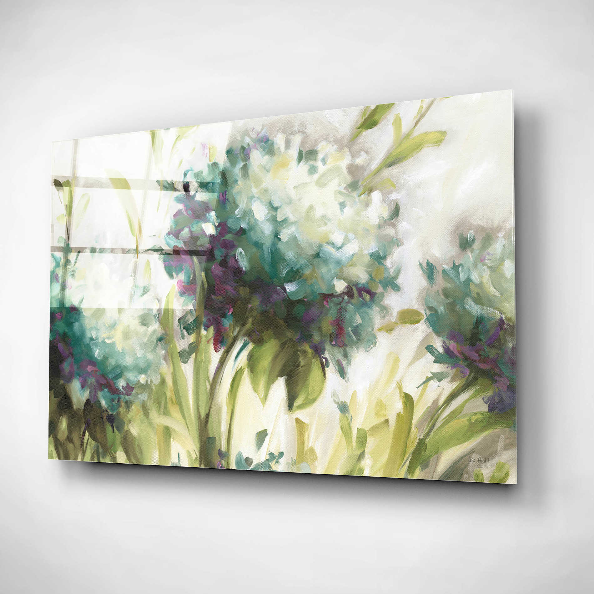 Epic Art 'Hydrangea Field' by Lisa Audit, Acrylic Glass Wall Art,16x12