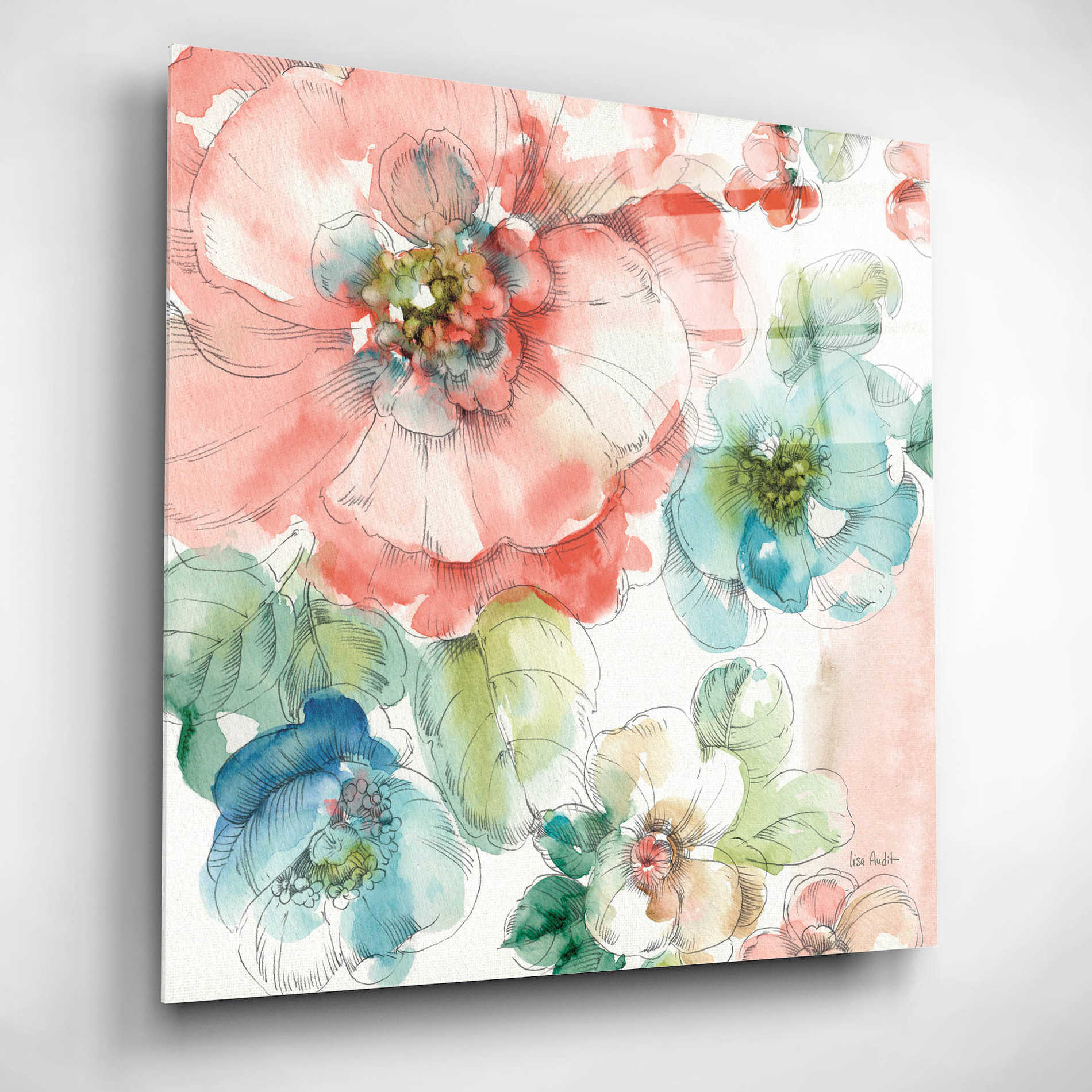 Epic Art 'Summer Bloom II' by Lisa Audit, Acrylic Glass Wall Art,12x12