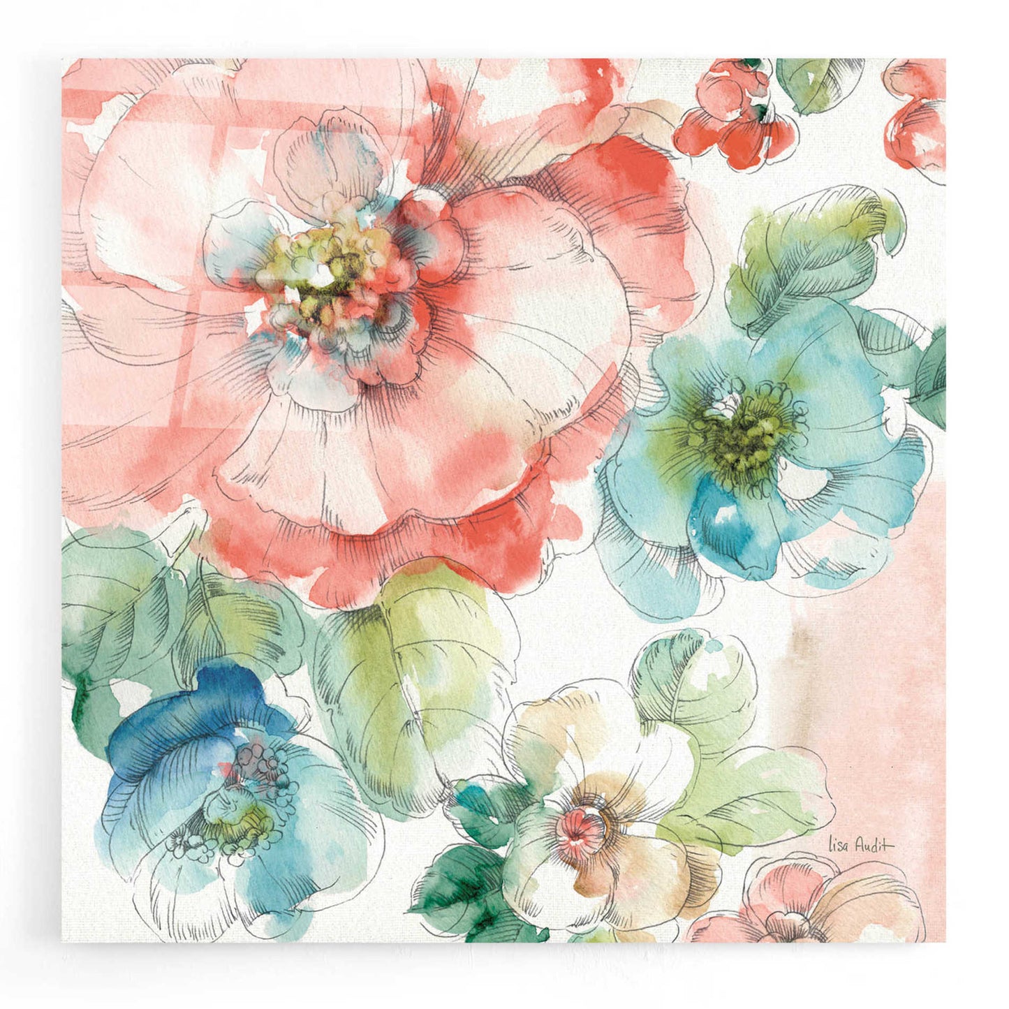 Epic Art 'Summer Bloom II' by Lisa Audit, Acrylic Glass Wall Art,12x12