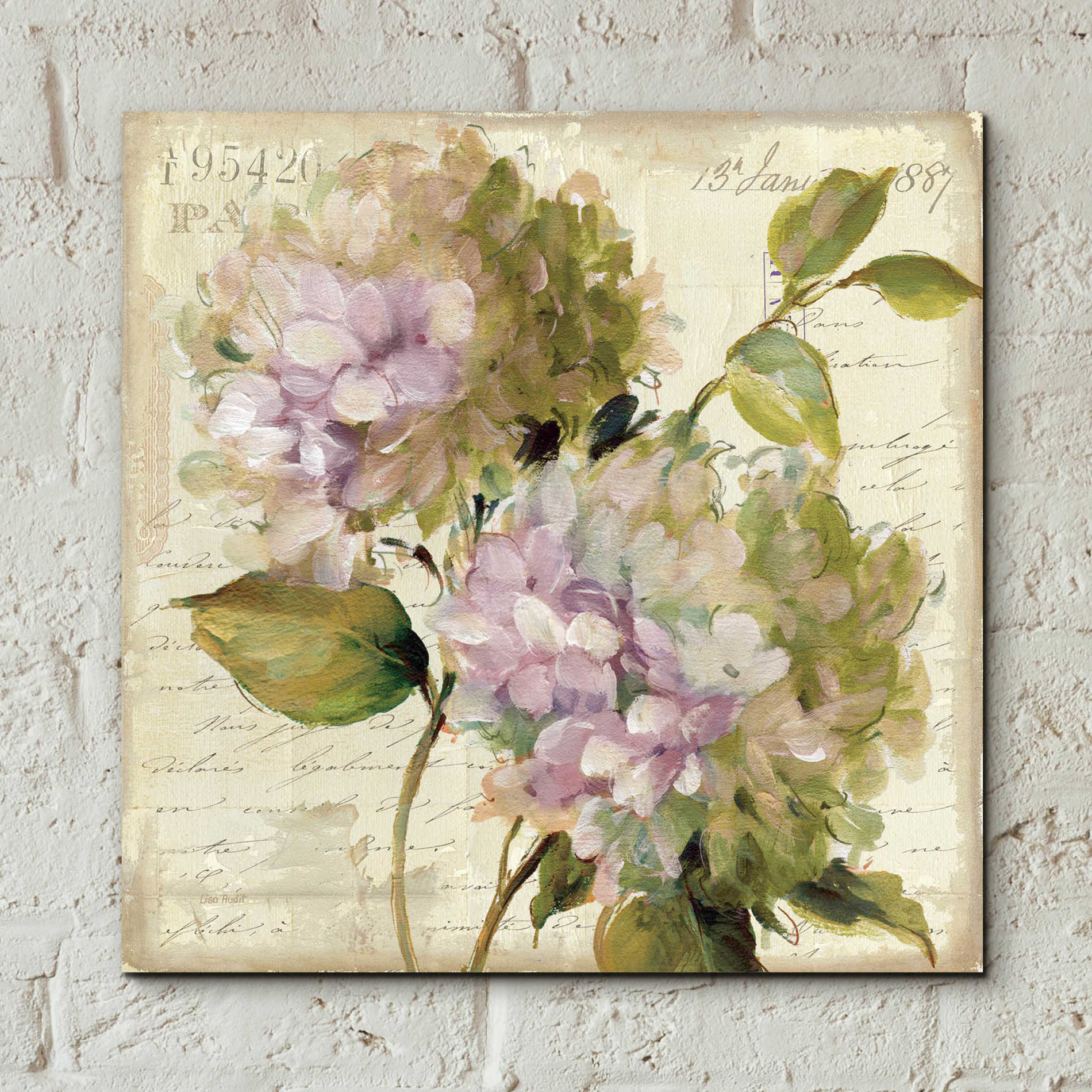 Epic Art 'Harmonious V Marche de Fleurs Script' by Lisa Audit, Acrylic Glass Wall Art,12x12