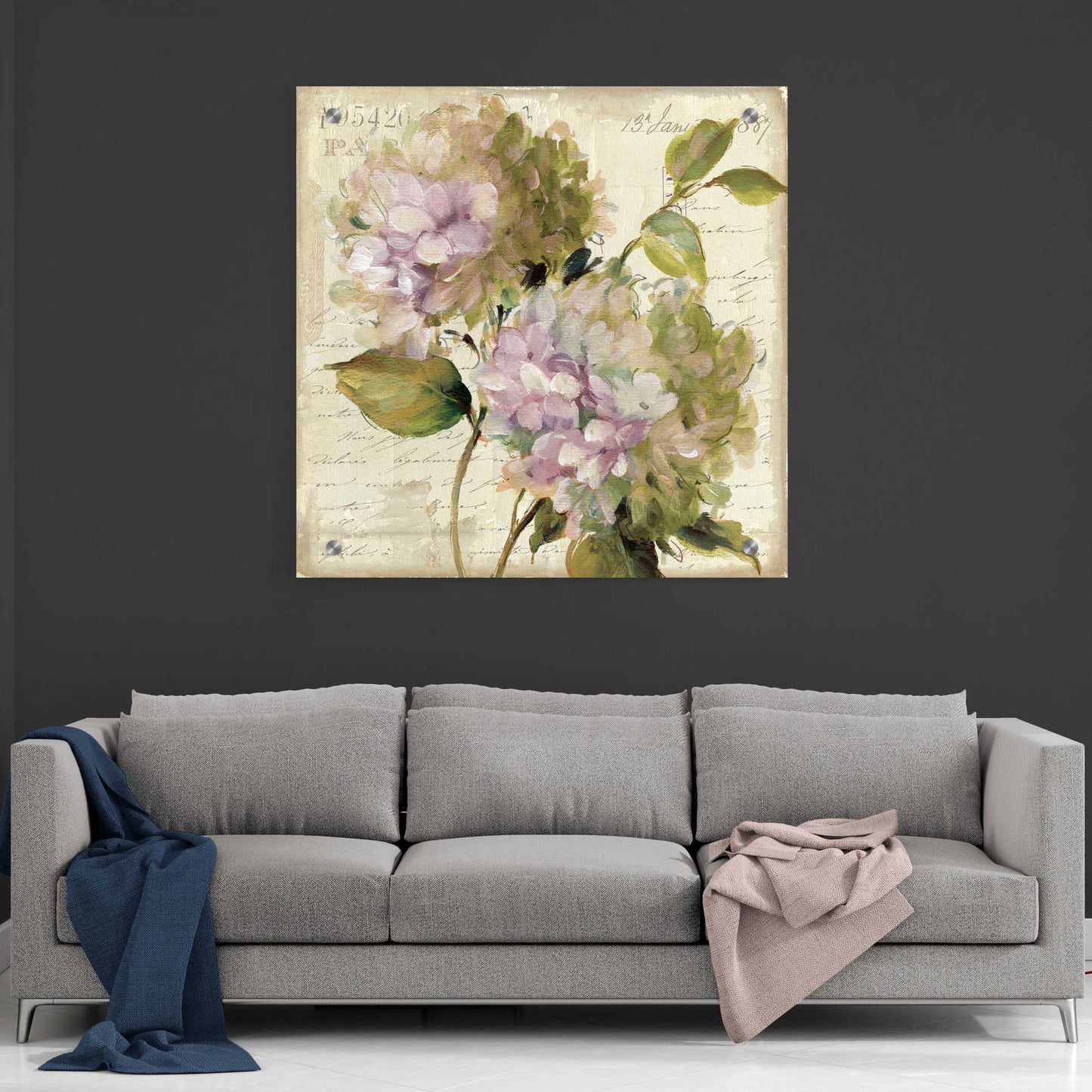 Epic Art 'Harmonious V Marche de Fleurs Script' by Lisa Audit, Acrylic Glass Wall Art,36x36