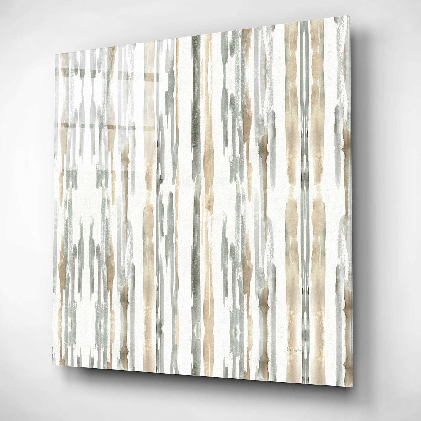 Epic Art 'Sand and Sea Gold Stripes' by Lisa Audit, Acrylic Glass Wall Art,12x12