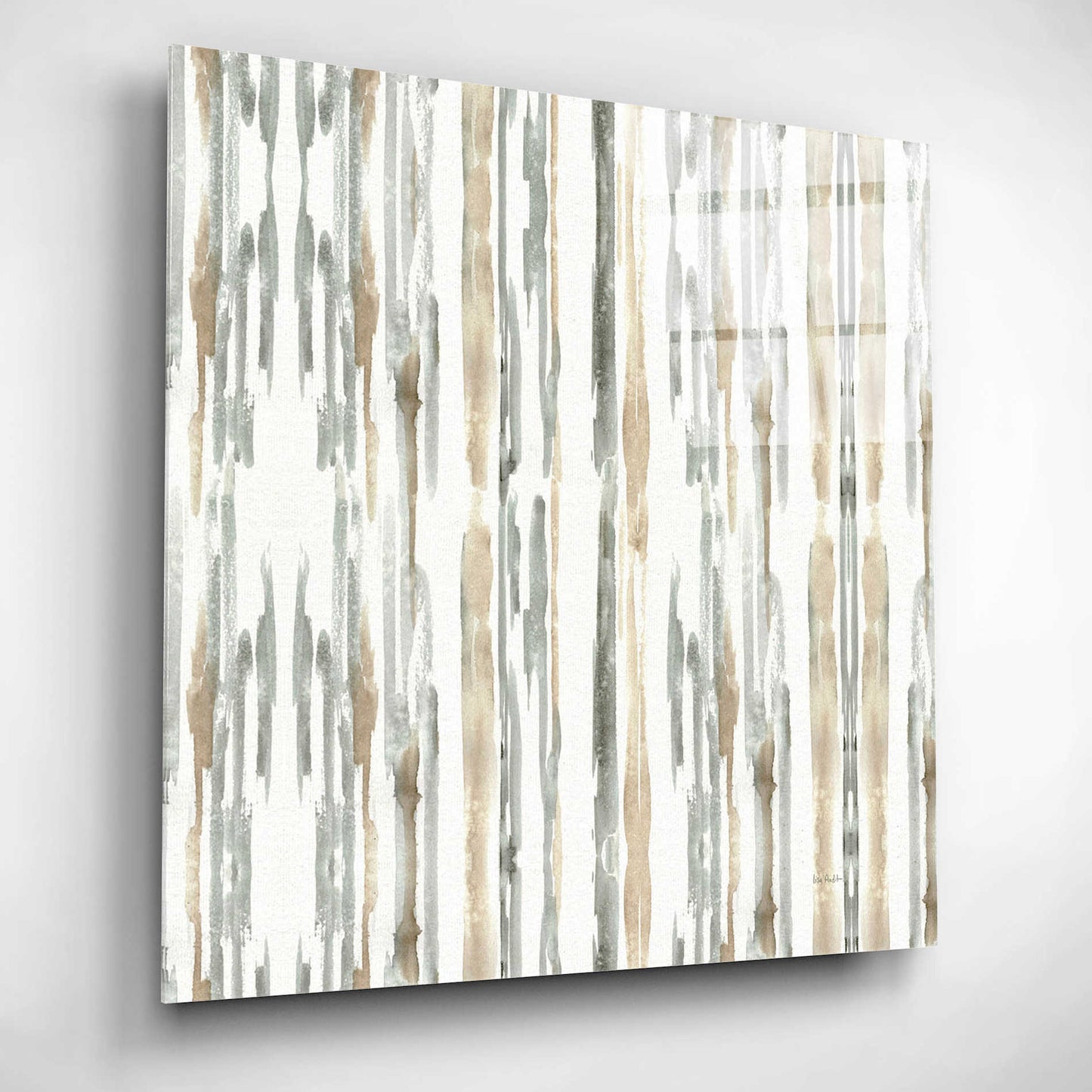 Epic Art 'Sand and Sea Gold Stripes' by Lisa Audit, Acrylic Glass Wall Art,12x12