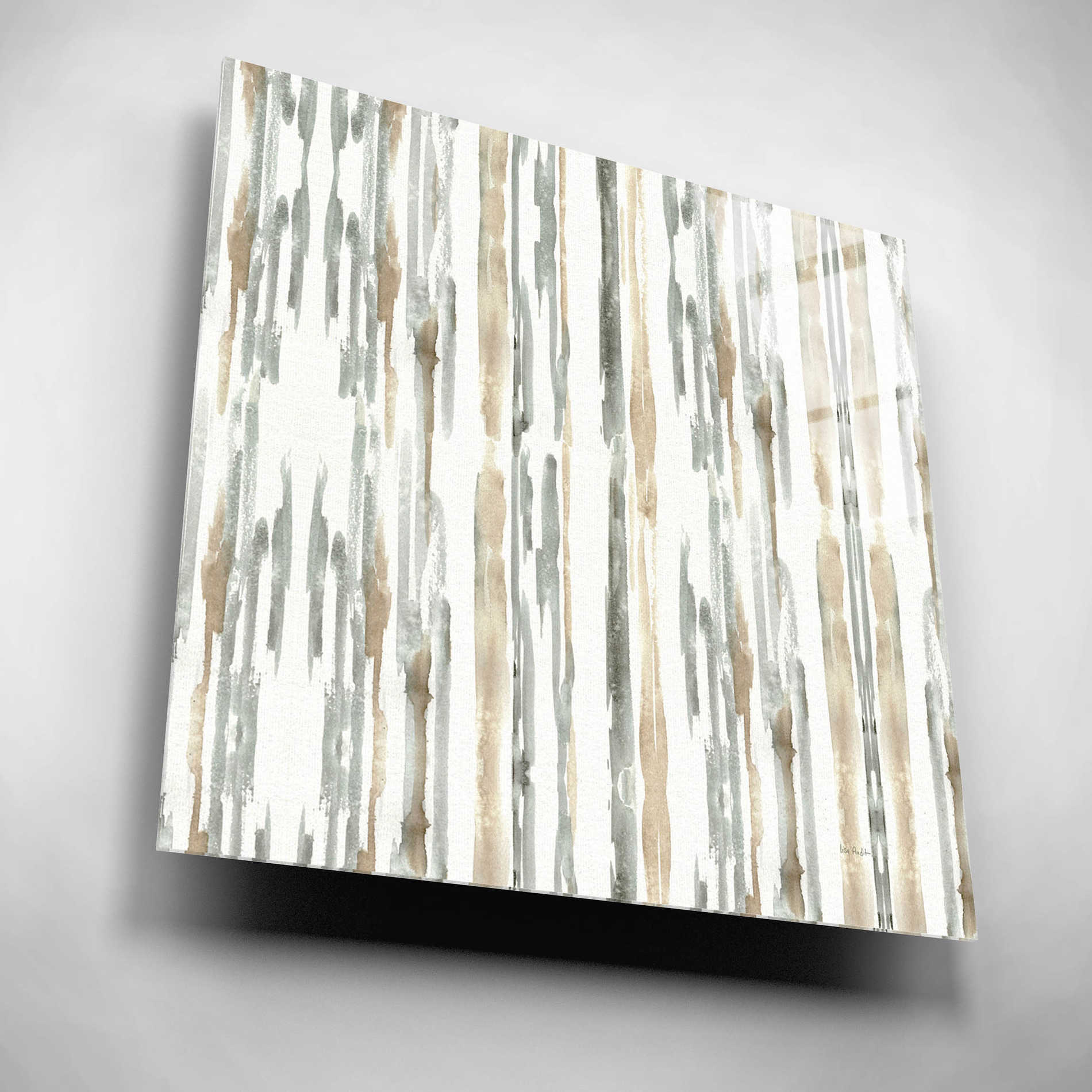 Epic Art 'Sand and Sea Gold Stripes' by Lisa Audit, Acrylic Glass Wall Art,12x12