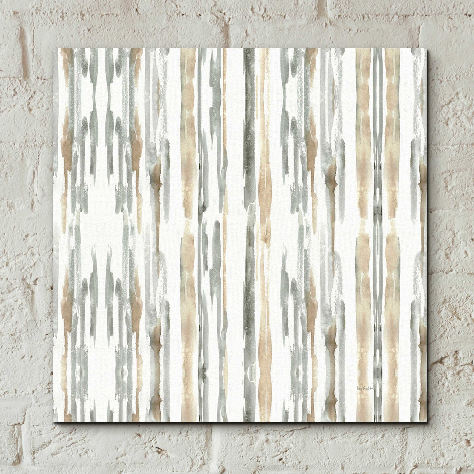 Epic Art 'Sand and Sea Gold Stripes' by Lisa Audit, Acrylic Glass Wall Art,12x12
