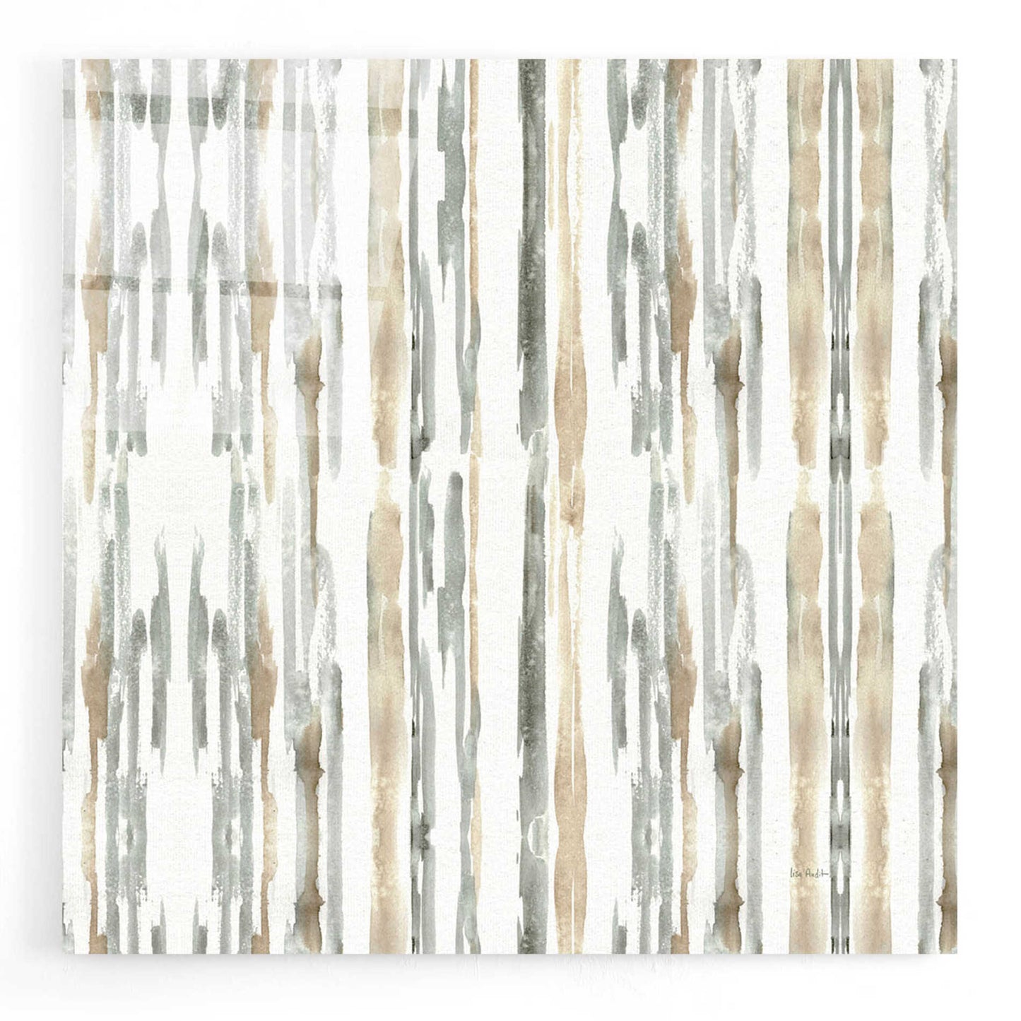 Epic Art 'Sand and Sea Gold Stripes' by Lisa Audit, Acrylic Glass Wall Art,12x12