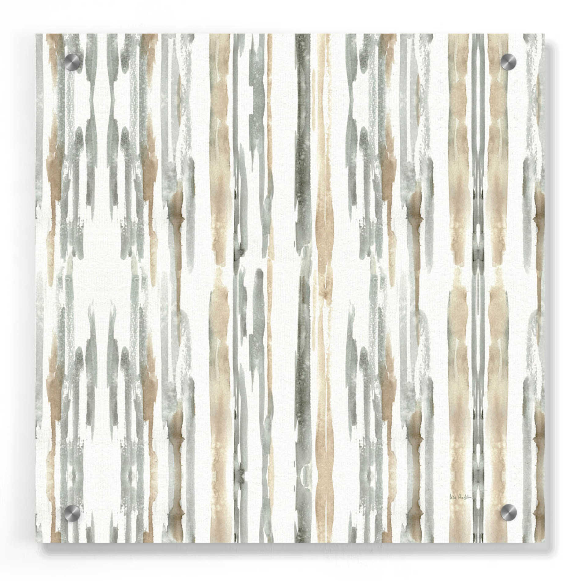 Epic Art 'Sand and Sea Gold Stripes' by Lisa Audit, Acrylic Glass Wall Art,36x36