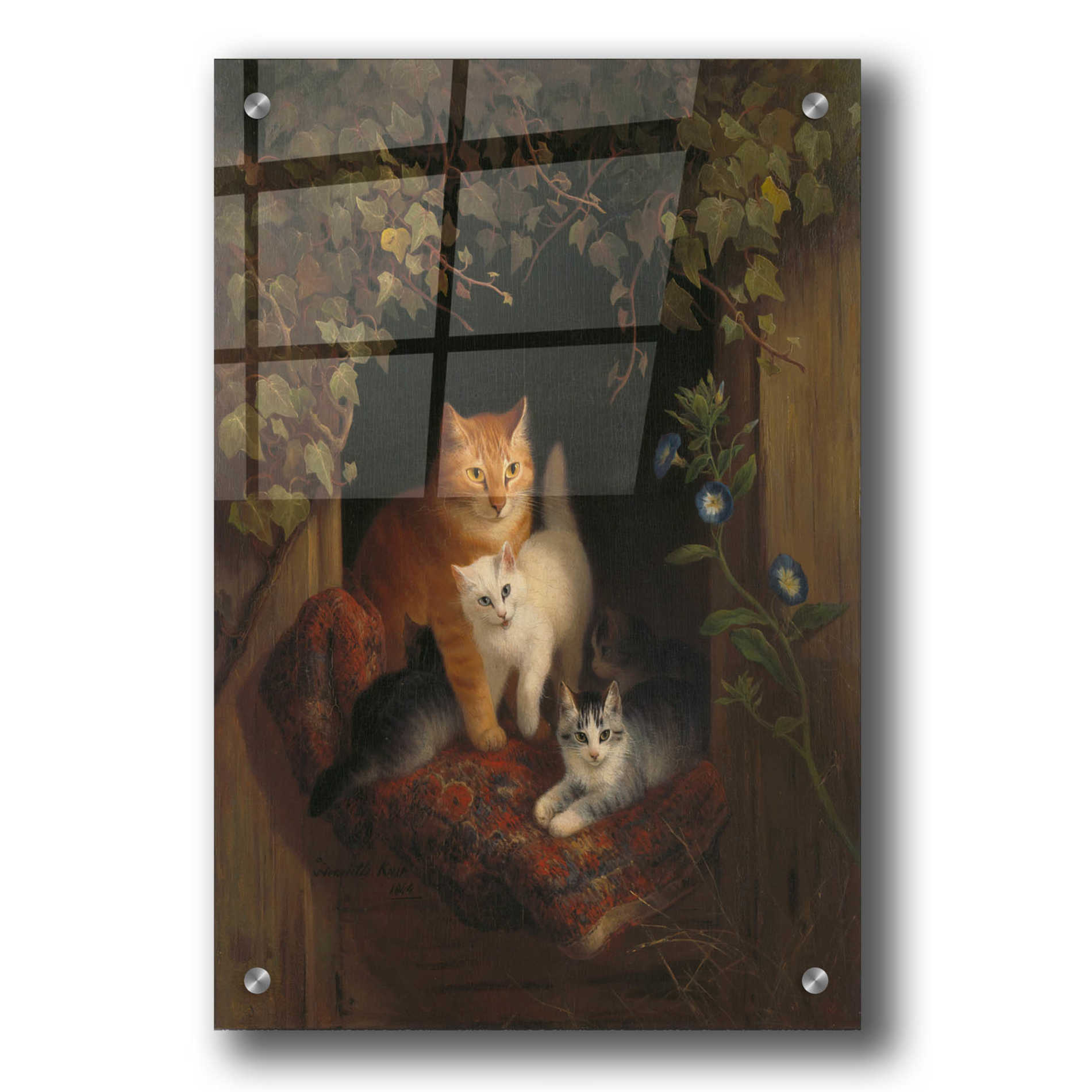 Epic Art 'Cat with Kittens' by Henriette Ronner-Knip, Acrylic Glass Wall Art,24x36