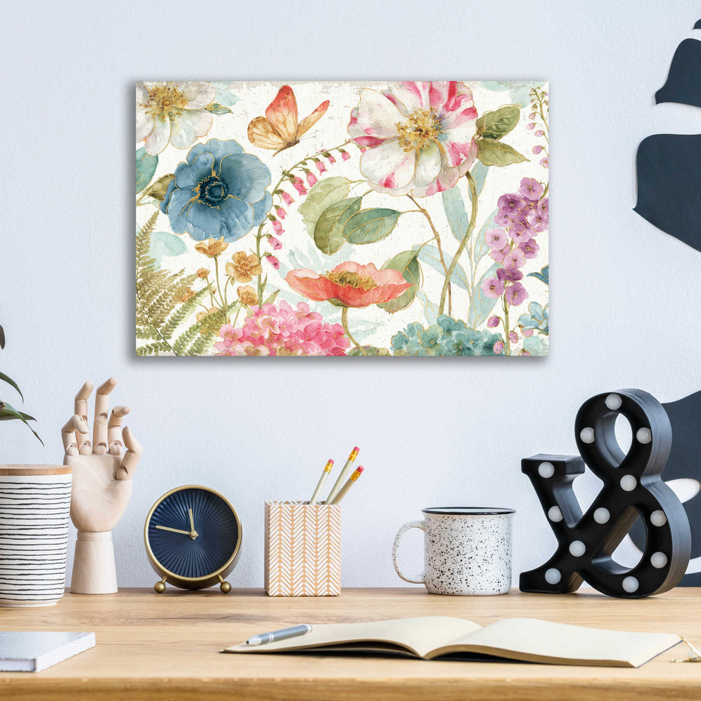 Epic Art 'Rainbow Seeds Flowers I on Wood Crop,' by Lisa Audit, Acrylic Glass Wall Art,16x12