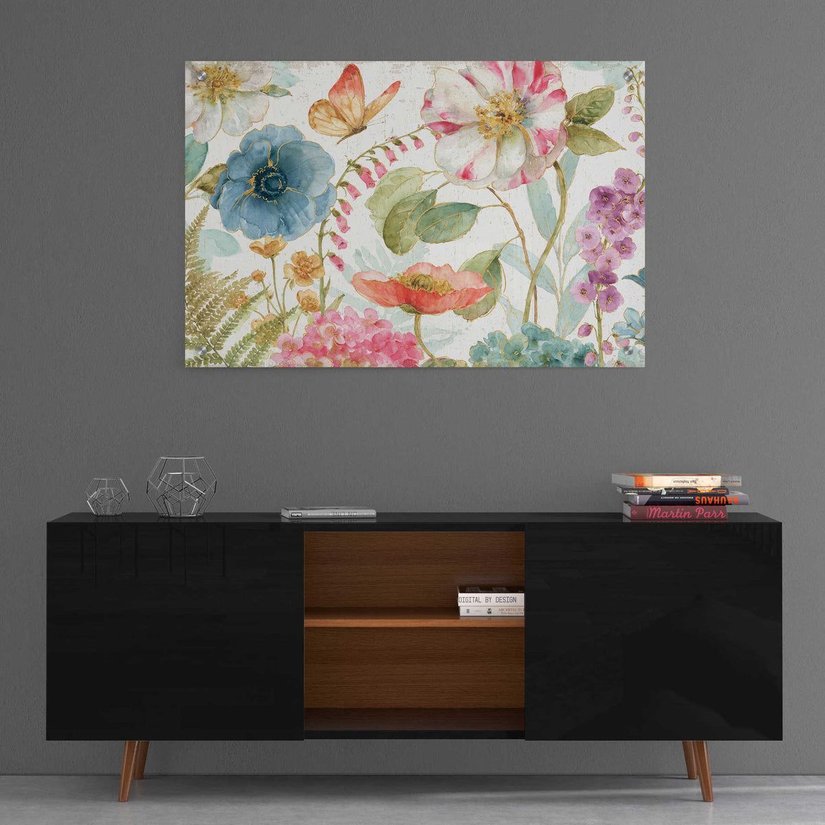 Epic Art 'Rainbow Seeds Flowers I on Wood Crop,' by Lisa Audit, Acrylic Glass Wall Art,36x24