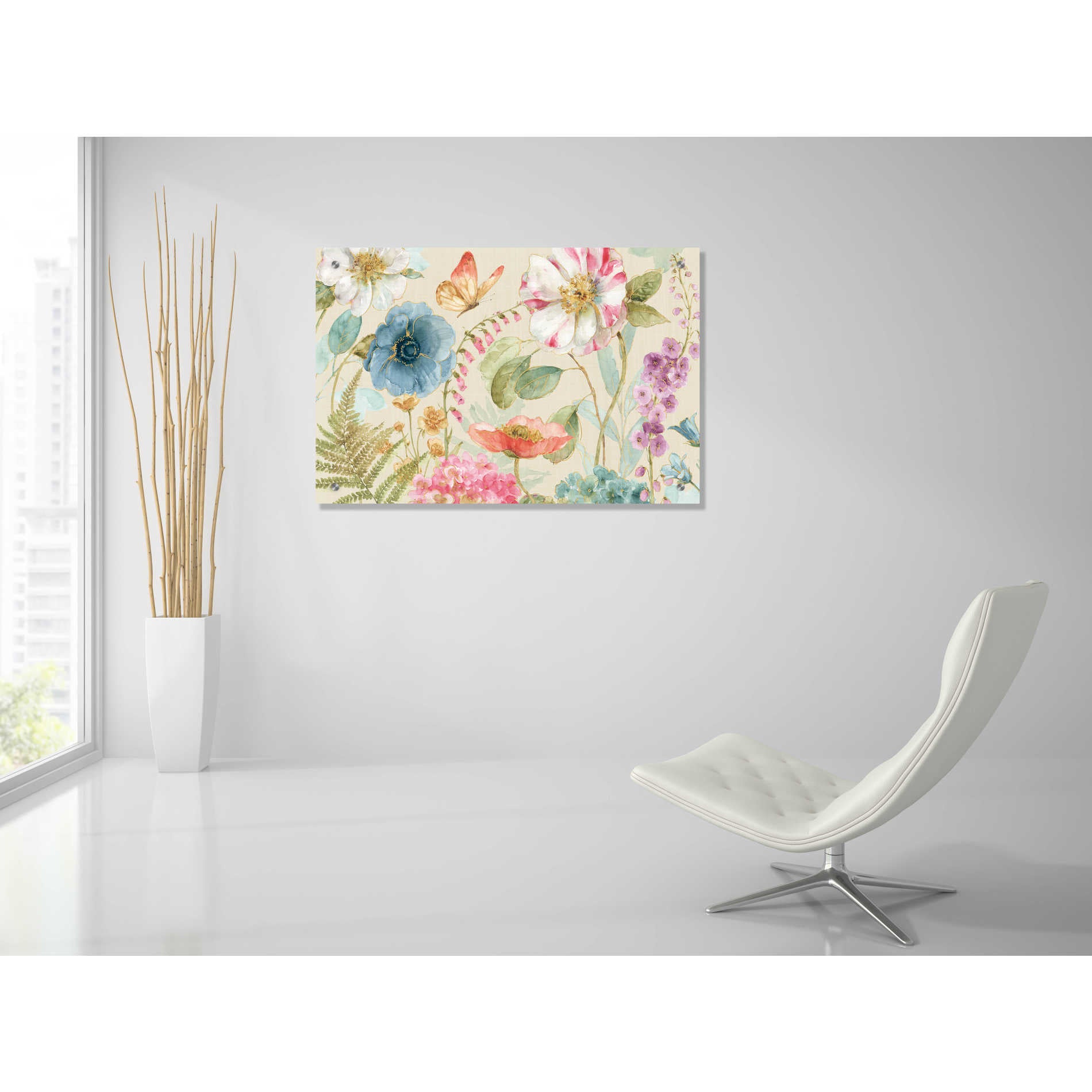 Epic Art 'Rainbow Seeds Flowers I Linen,' by Lisa Audit, Acrylic Glass Wall Art,36x24