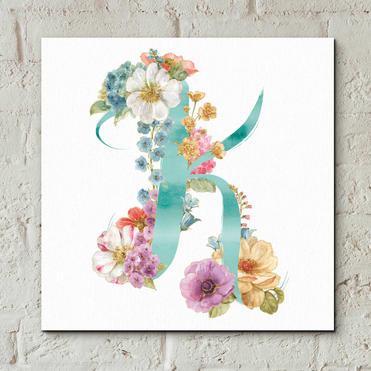 Epic Art 'Rainbow Seeds Monogram K,' by Lisa Audit, Acrylic Glass Wall Art,12x12