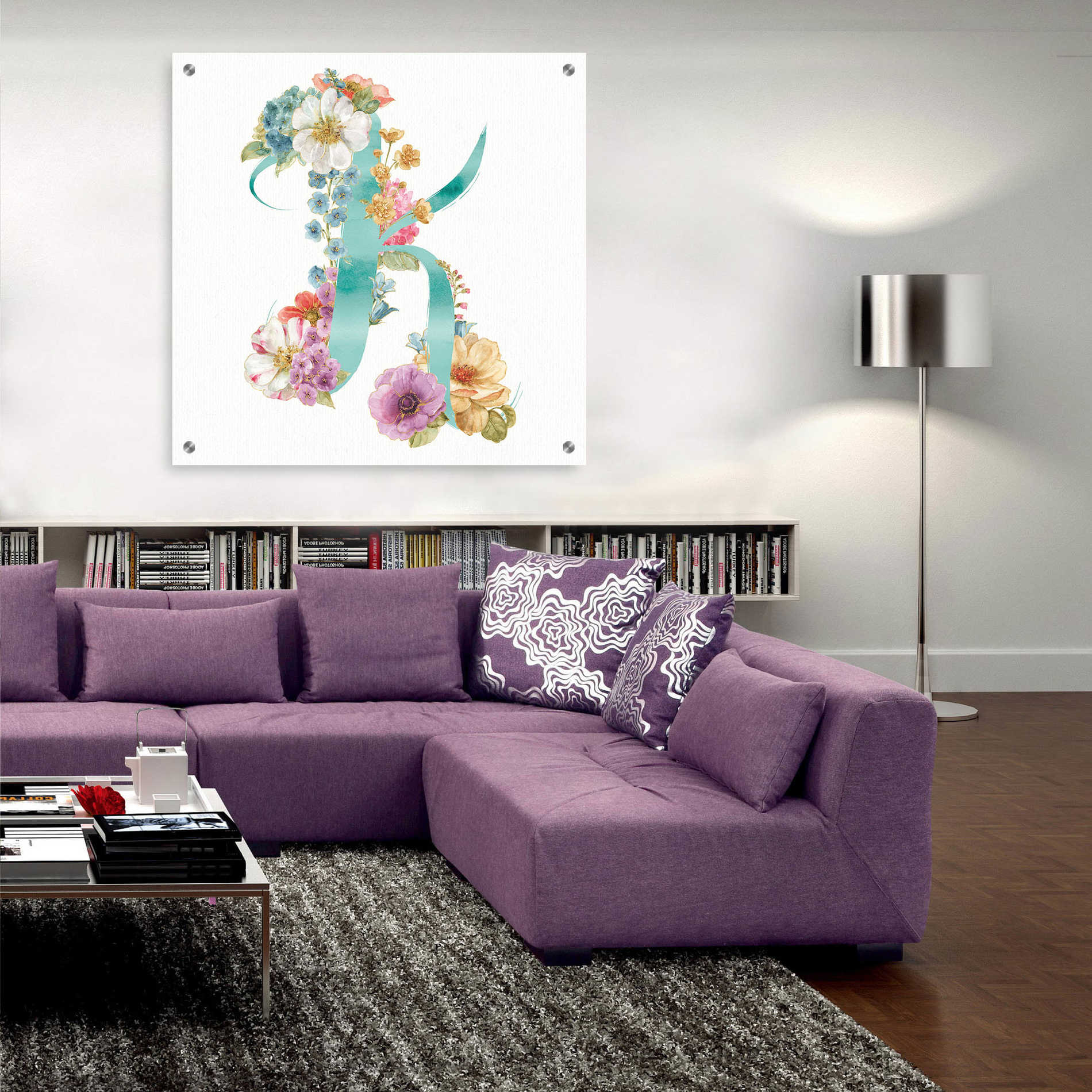 Epic Art 'Rainbow Seeds Monogram K,' by Lisa Audit, Acrylic Glass Wall Art,36x36