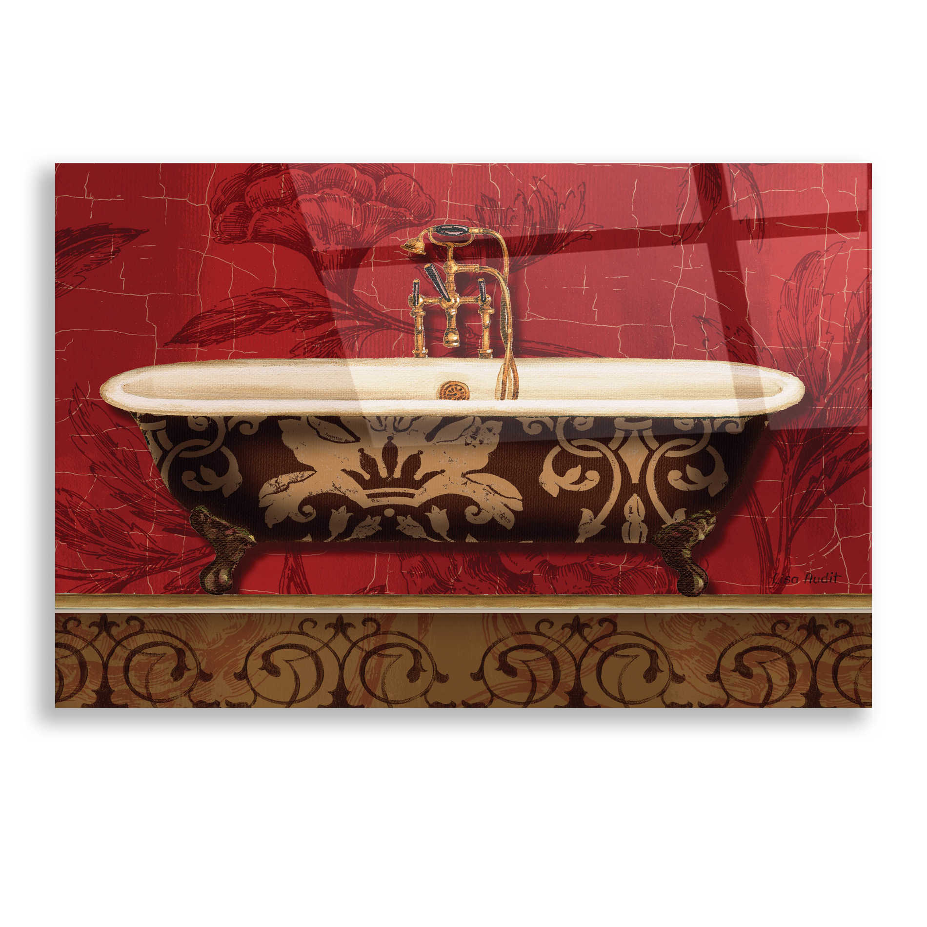 Epic Art 'Royal Red Bath I,' by Lisa Audit, Acrylic Glass Wall Art,16x12
