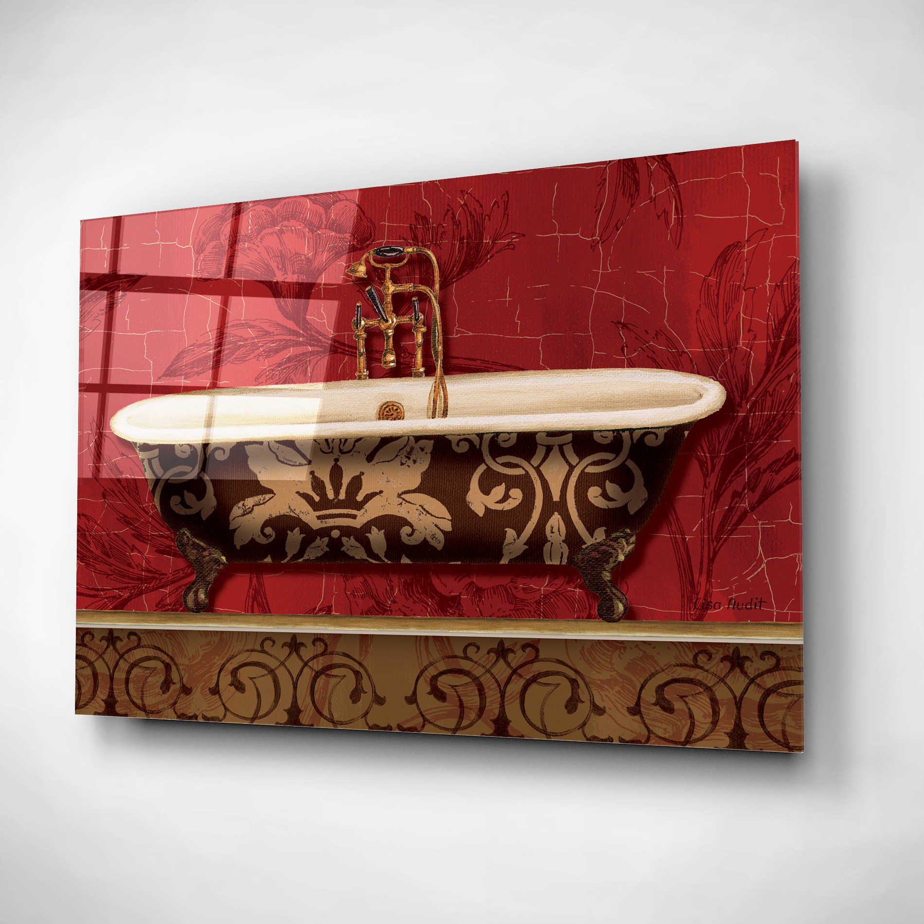 Epic Art 'Royal Red Bath I,' by Lisa Audit, Acrylic Glass Wall Art,24x16