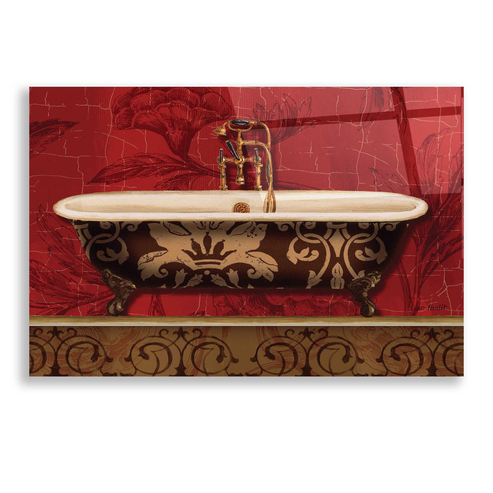 Epic Art 'Royal Red Bath I,' by Lisa Audit, Acrylic Glass Wall Art,24x16