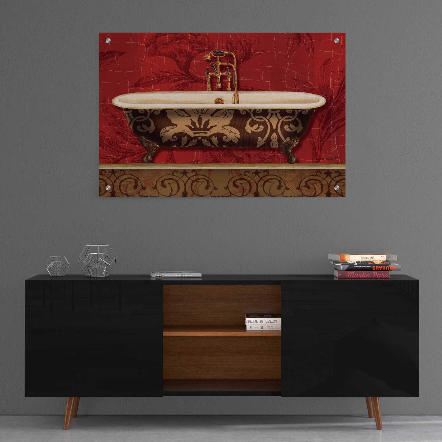 Epic Art 'Royal Red Bath I,' by Lisa Audit, Acrylic Glass Wall Art,36x24