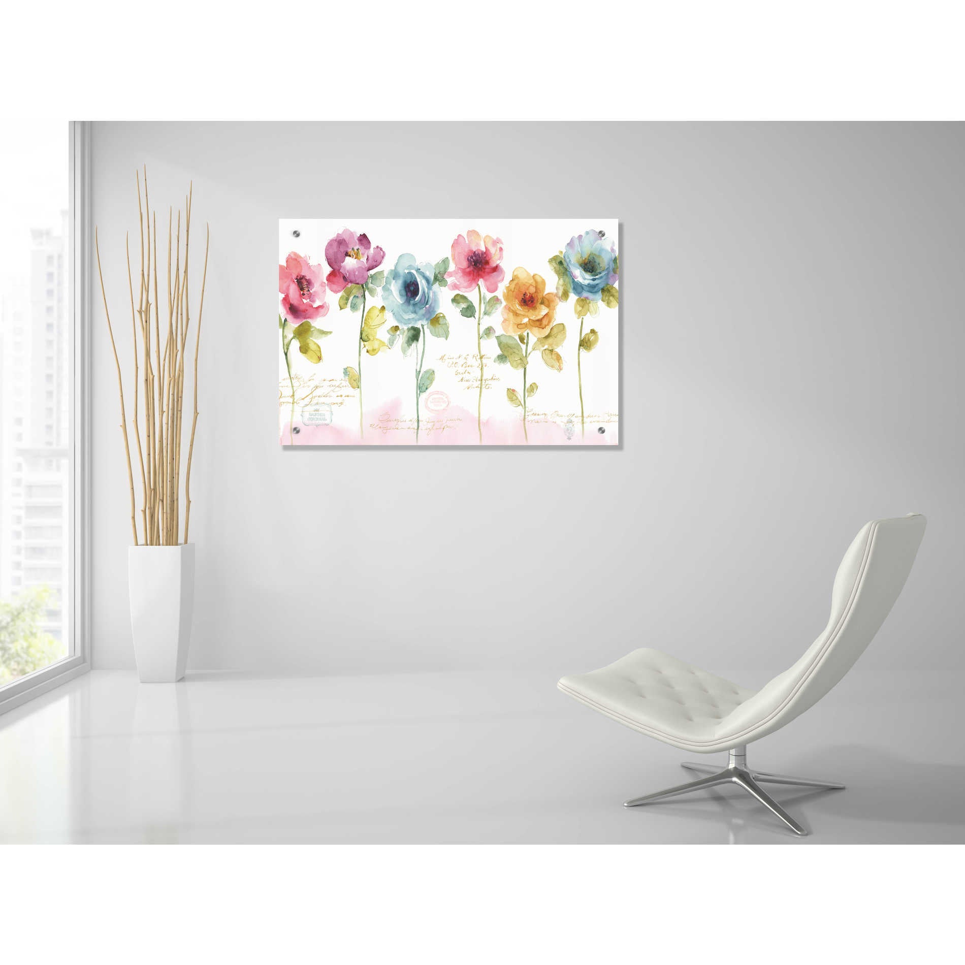 Epic Art 'Rainbow Seeds Loose Floral V,' by Lisa Audit, Acrylic Glass Wall Art,36x24