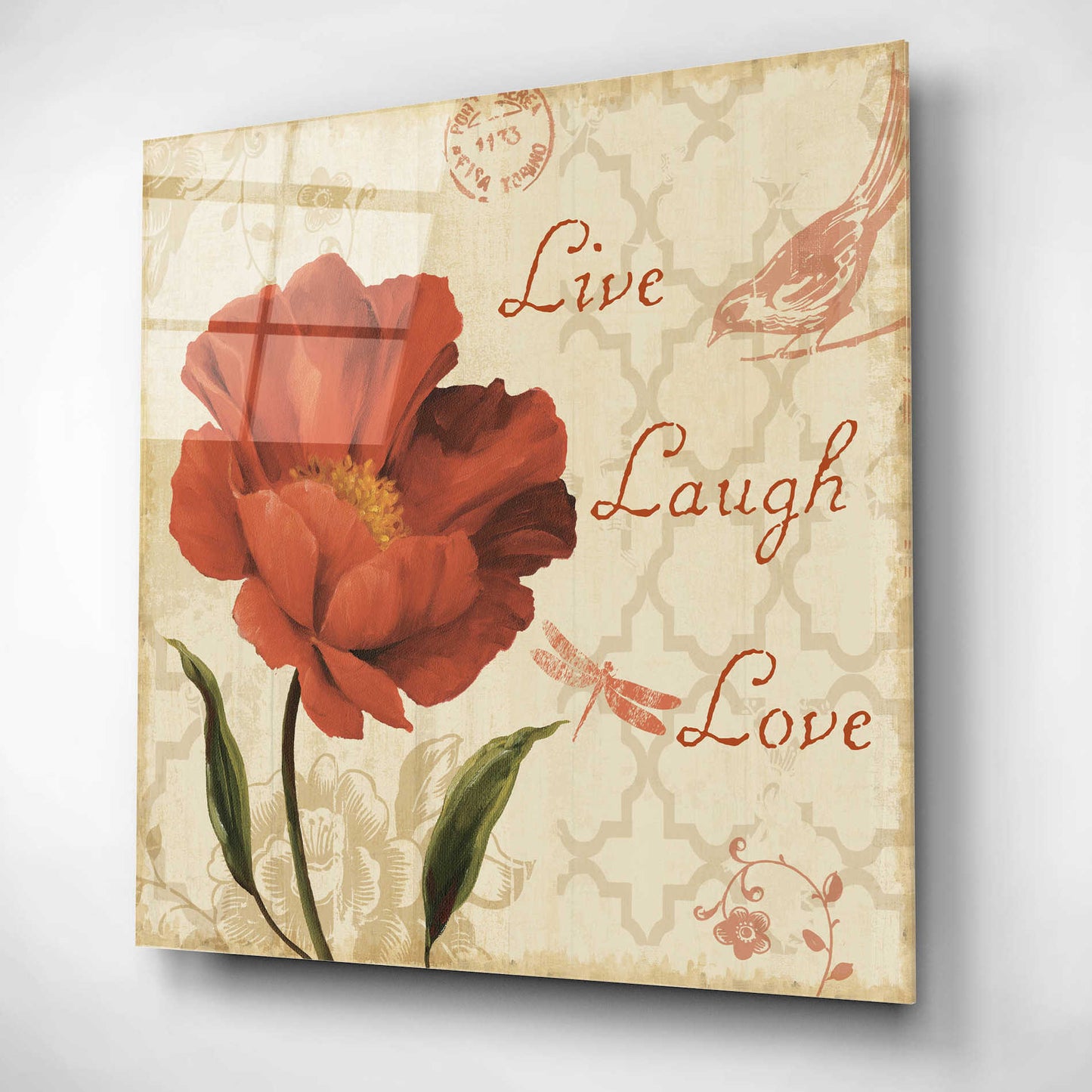 Epic Art 'Live Laugh Love Sq' by Lisa Audit, Acrylic Glass Wall Art,12x12