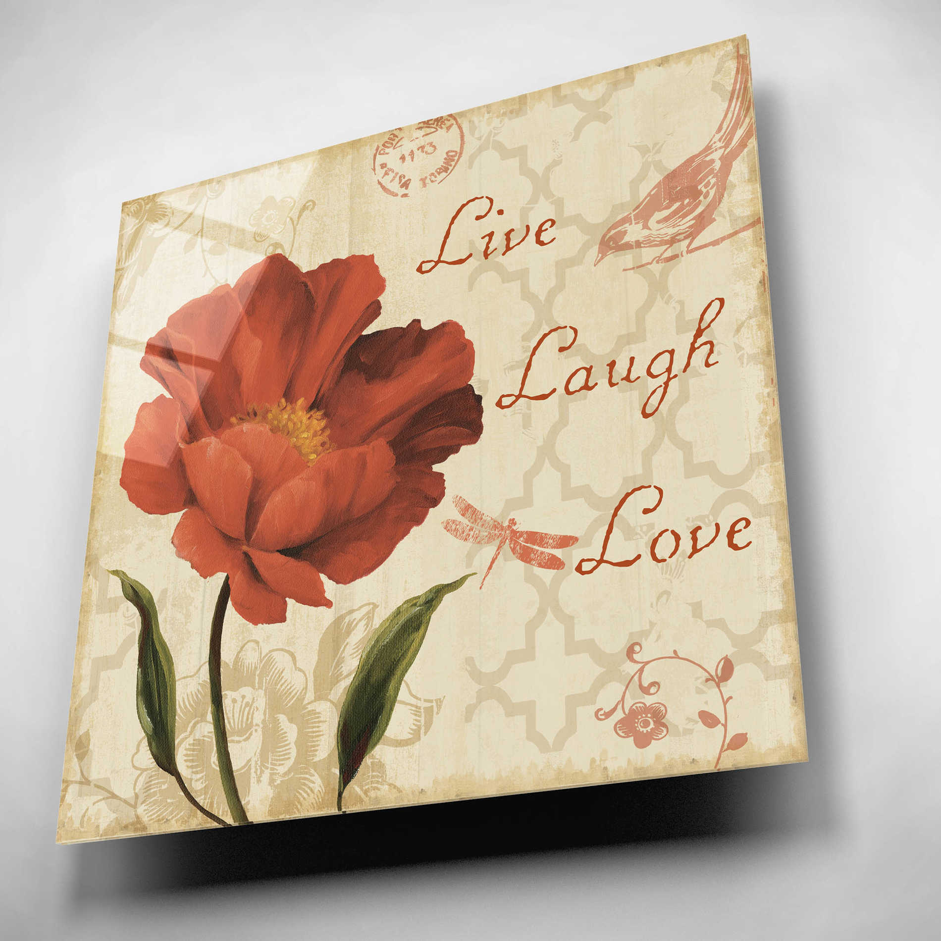 Epic Art 'Live Laugh Love Sq' by Lisa Audit, Acrylic Glass Wall Art,12x12