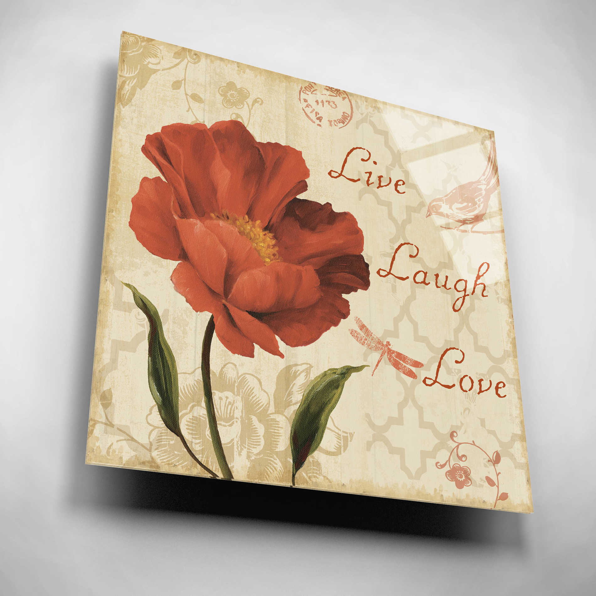Epic Art 'Live Laugh Love Sq' by Lisa Audit, Acrylic Glass Wall Art,12x12