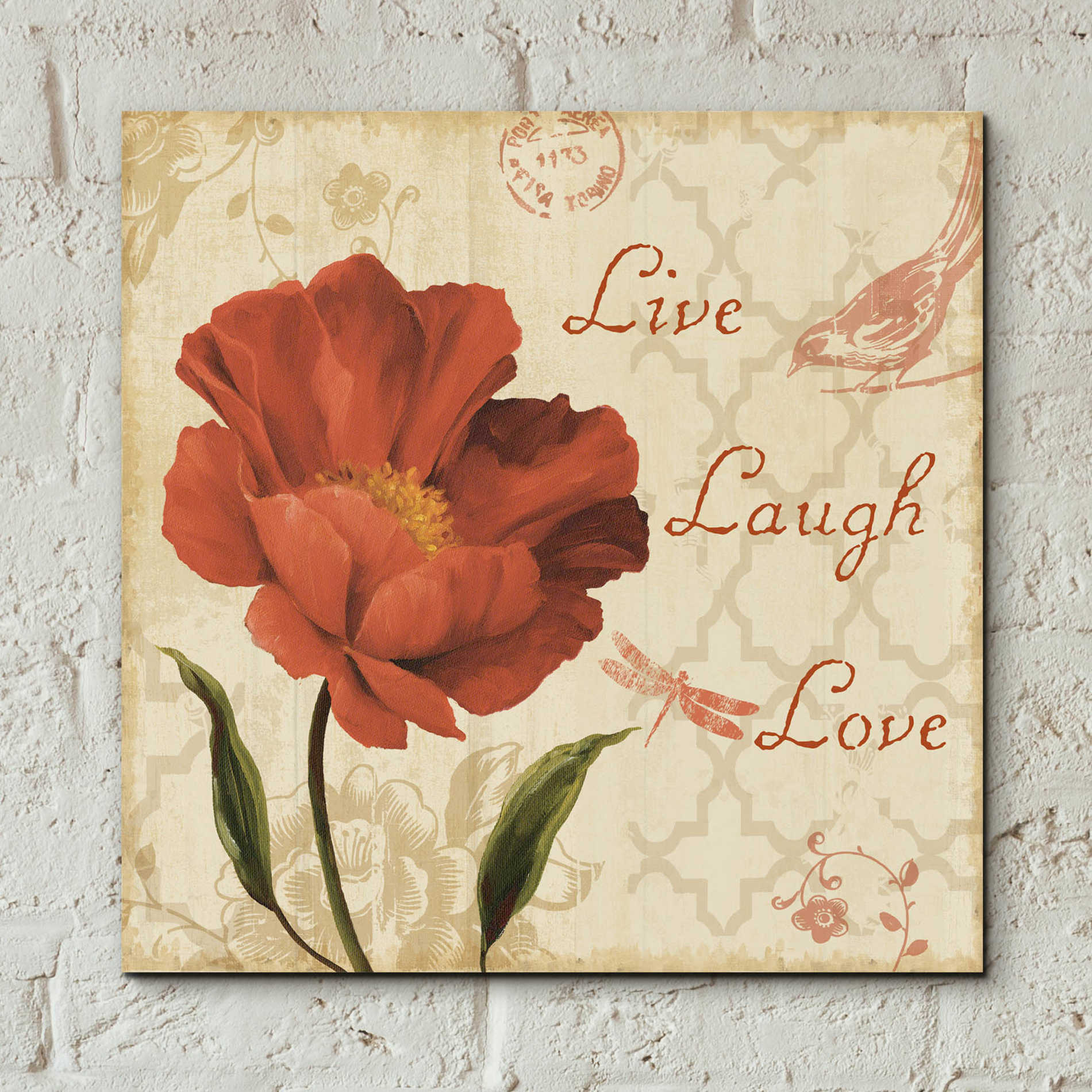 Epic Art 'Live Laugh Love Sq' by Lisa Audit, Acrylic Glass Wall Art,12x12