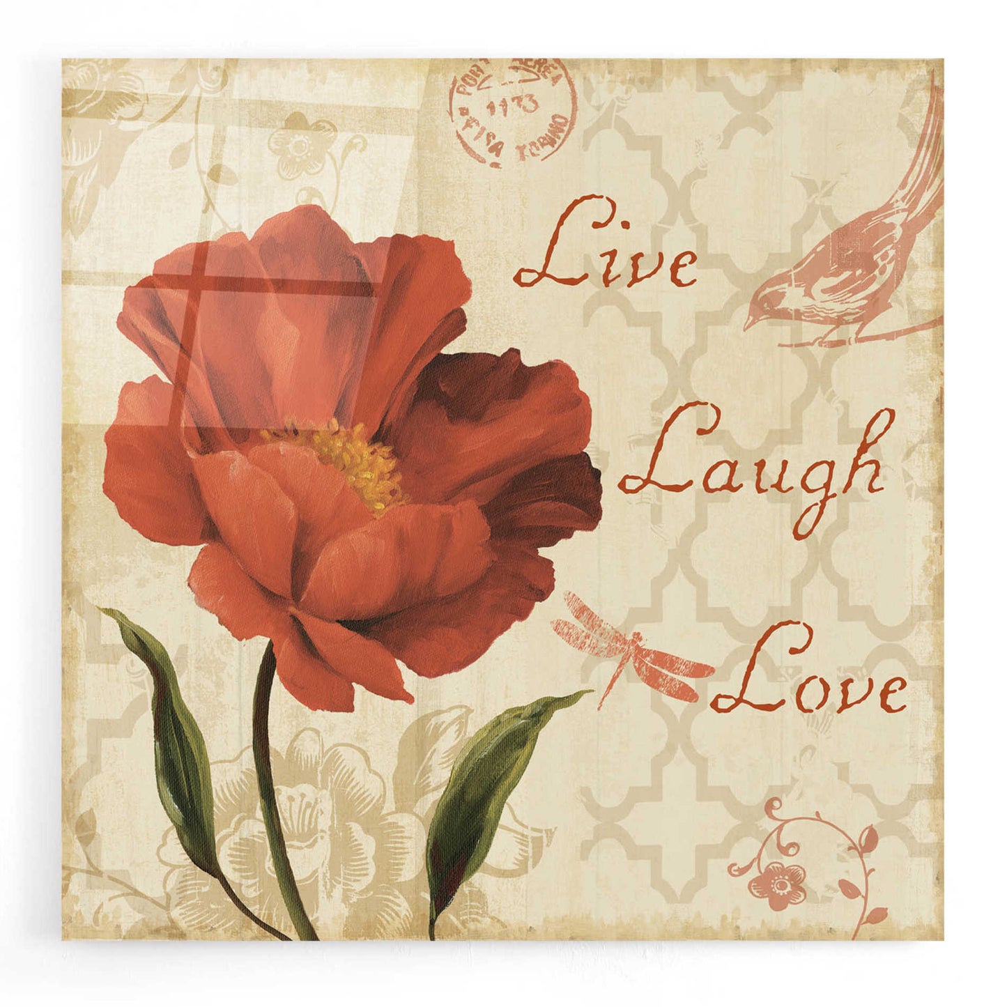 Epic Art 'Live Laugh Love Sq' by Lisa Audit, Acrylic Glass Wall Art,12x12