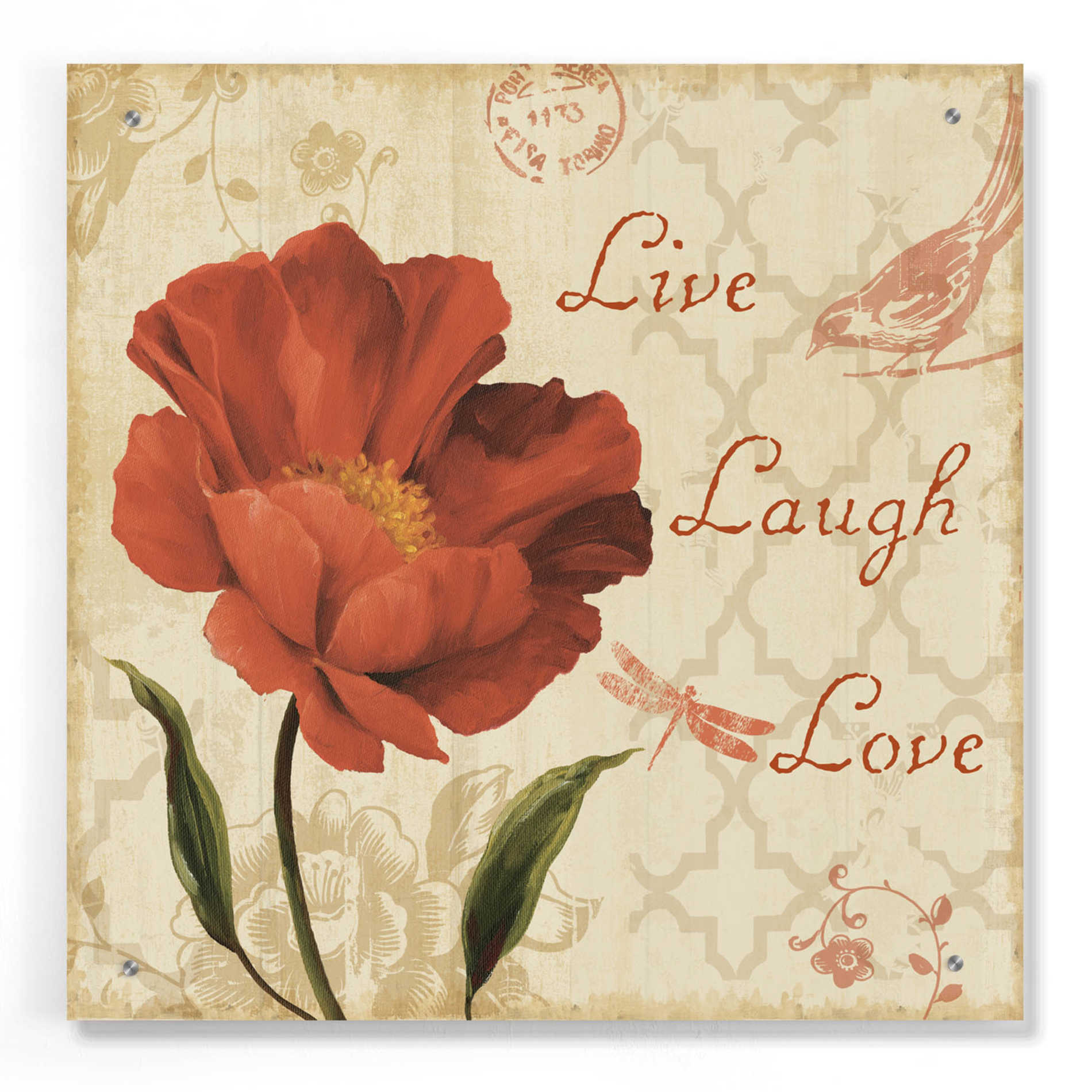Epic Art 'Live Laugh Love Sq' by Lisa Audit, Acrylic Glass Wall Art,24x24