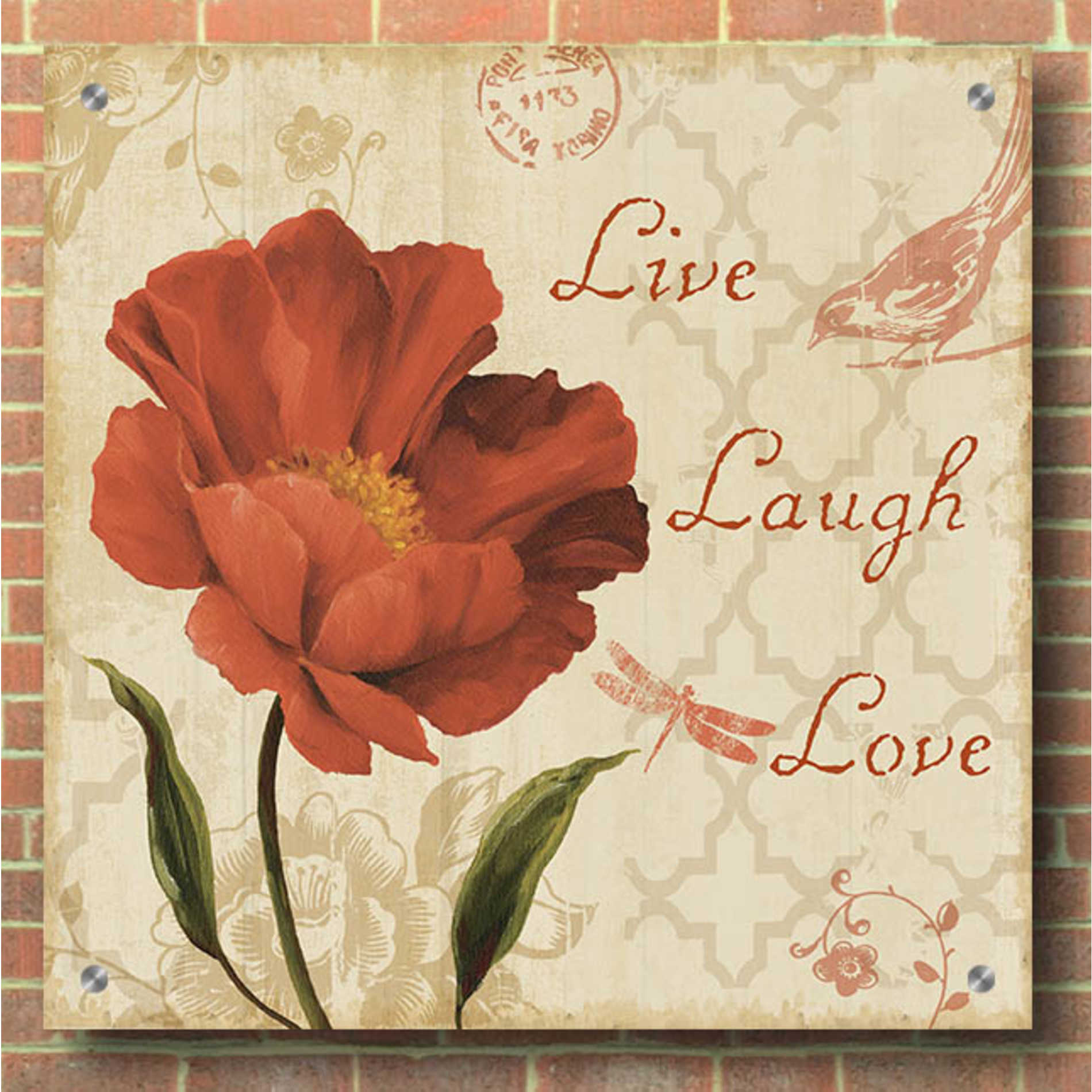 Epic Art 'Live Laugh Love Sq' by Lisa Audit, Acrylic Glass Wall Art,36x36