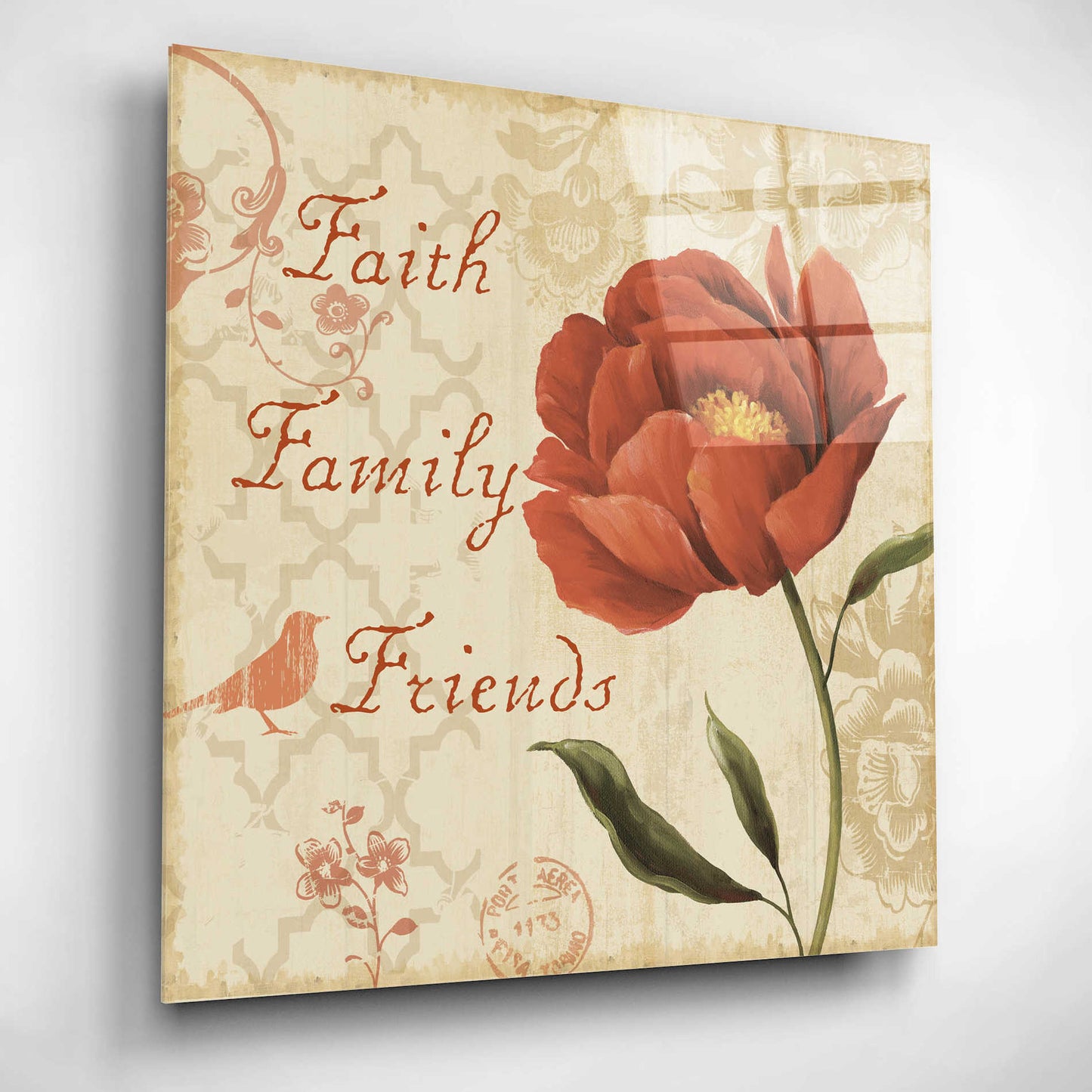 Epic Art 'Faith Family Friends Sq' by Lisa Audit, Acrylic Glass Wall Art,12x12