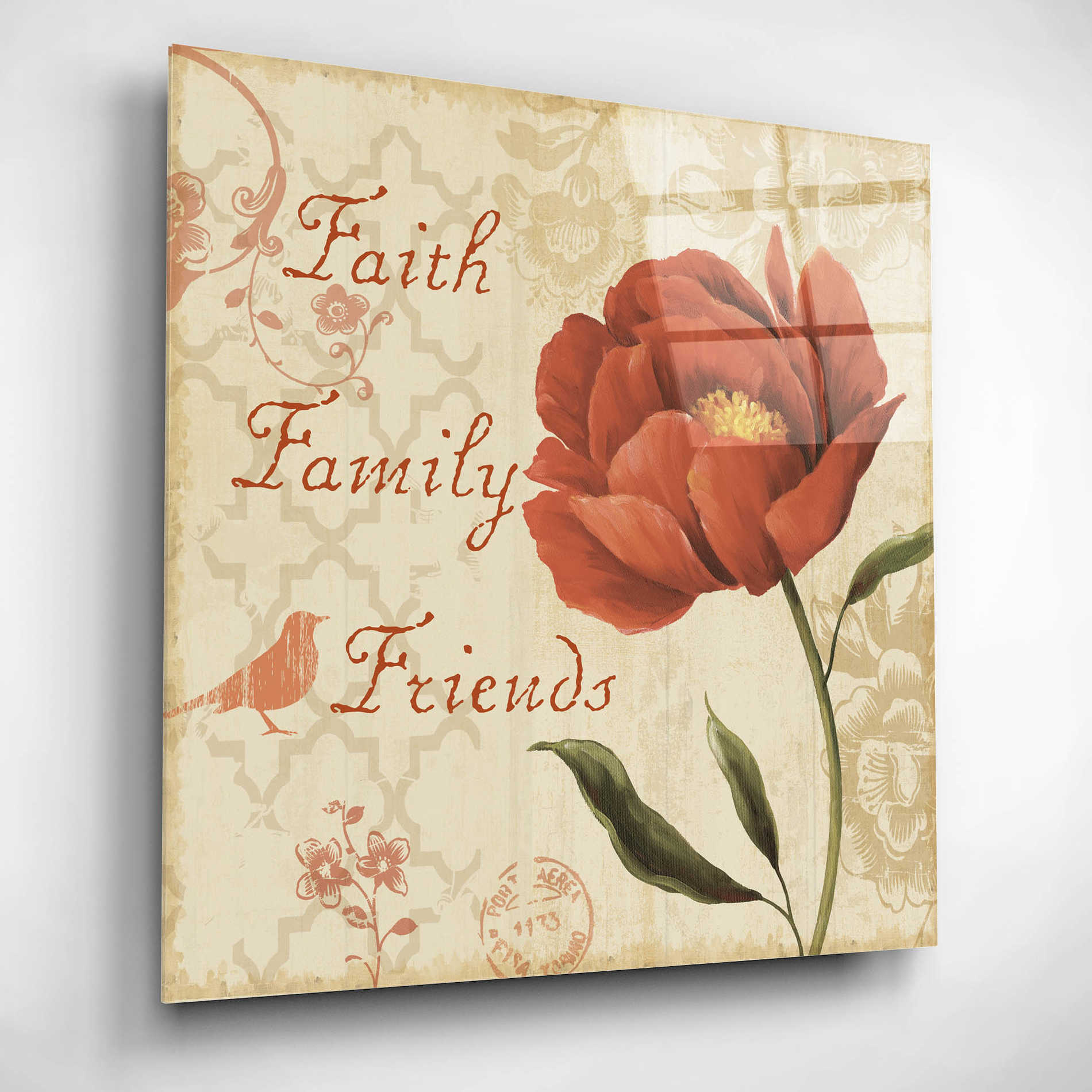 Epic Art 'Faith Family Friends Sq' by Lisa Audit, Acrylic Glass Wall Art,12x12