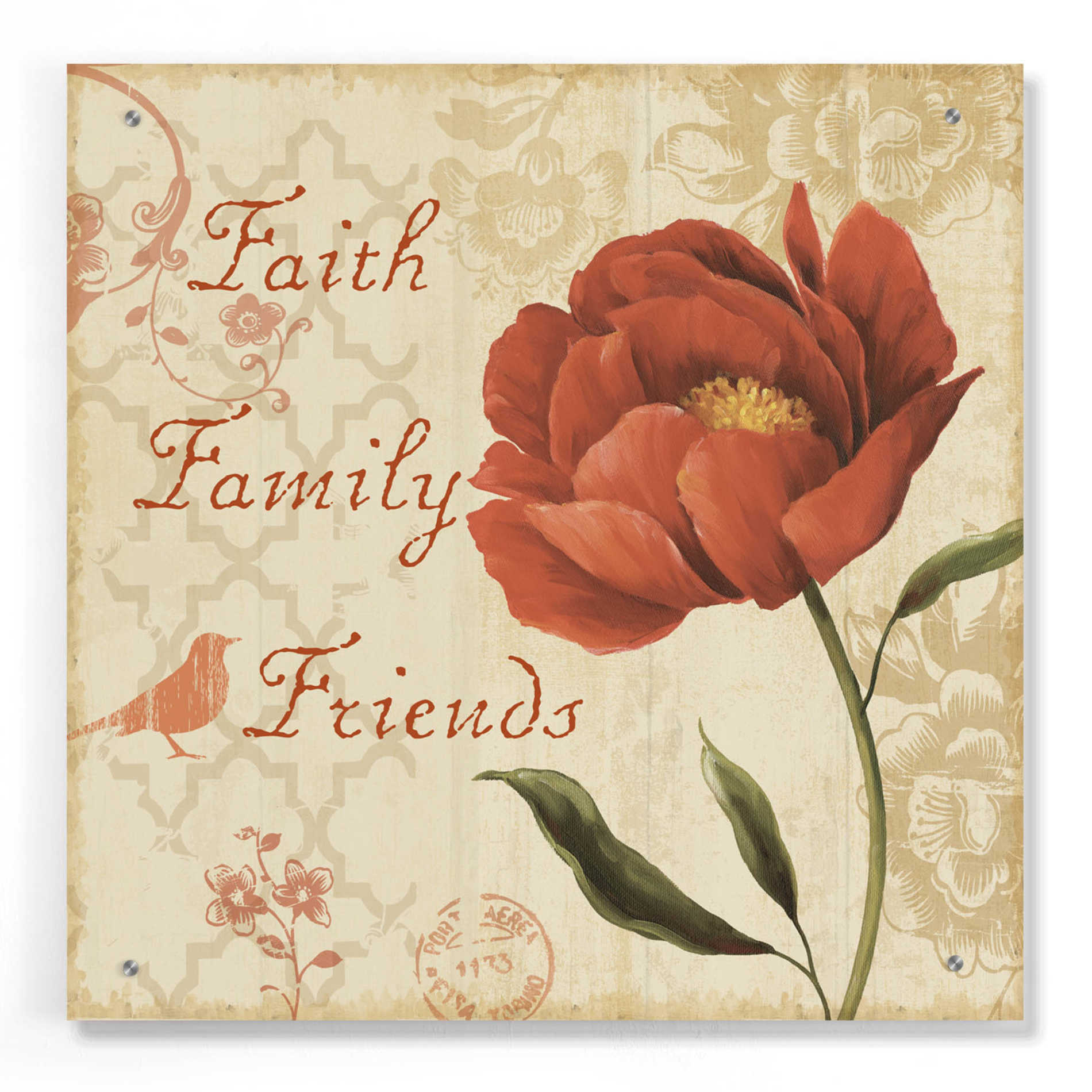 Epic Art 'Faith Family Friends Sq' by Lisa Audit, Acrylic Glass Wall Art,24x24