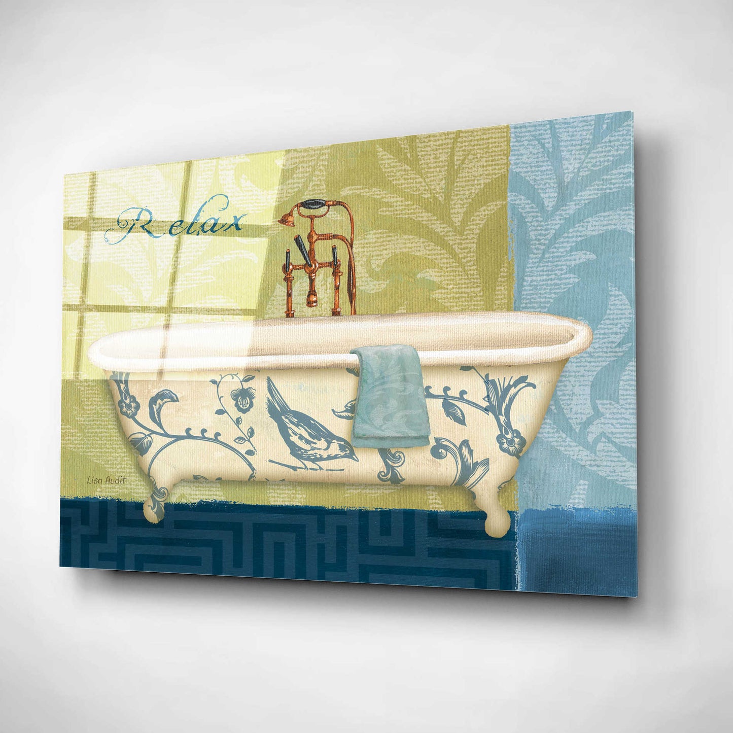 Epic Art 'Blue Botanical Bath II' by Lisa Audit, Acrylic Glass Wall Art,16x12