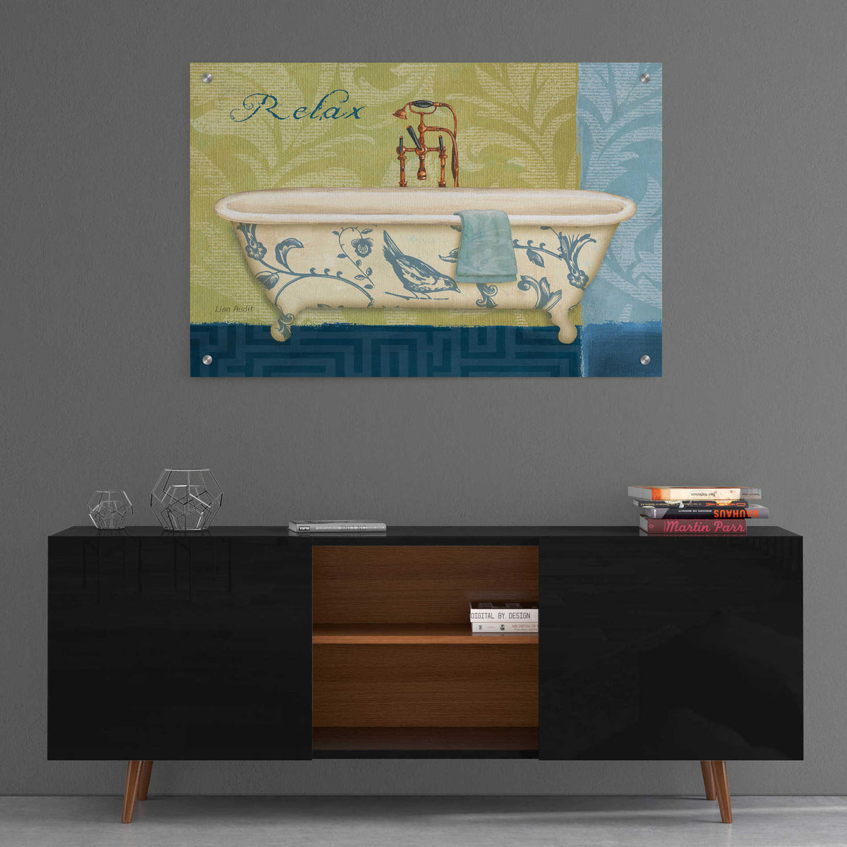 Epic Art 'Blue Botanical Bath II' by Lisa Audit, Acrylic Glass Wall Art,36x24