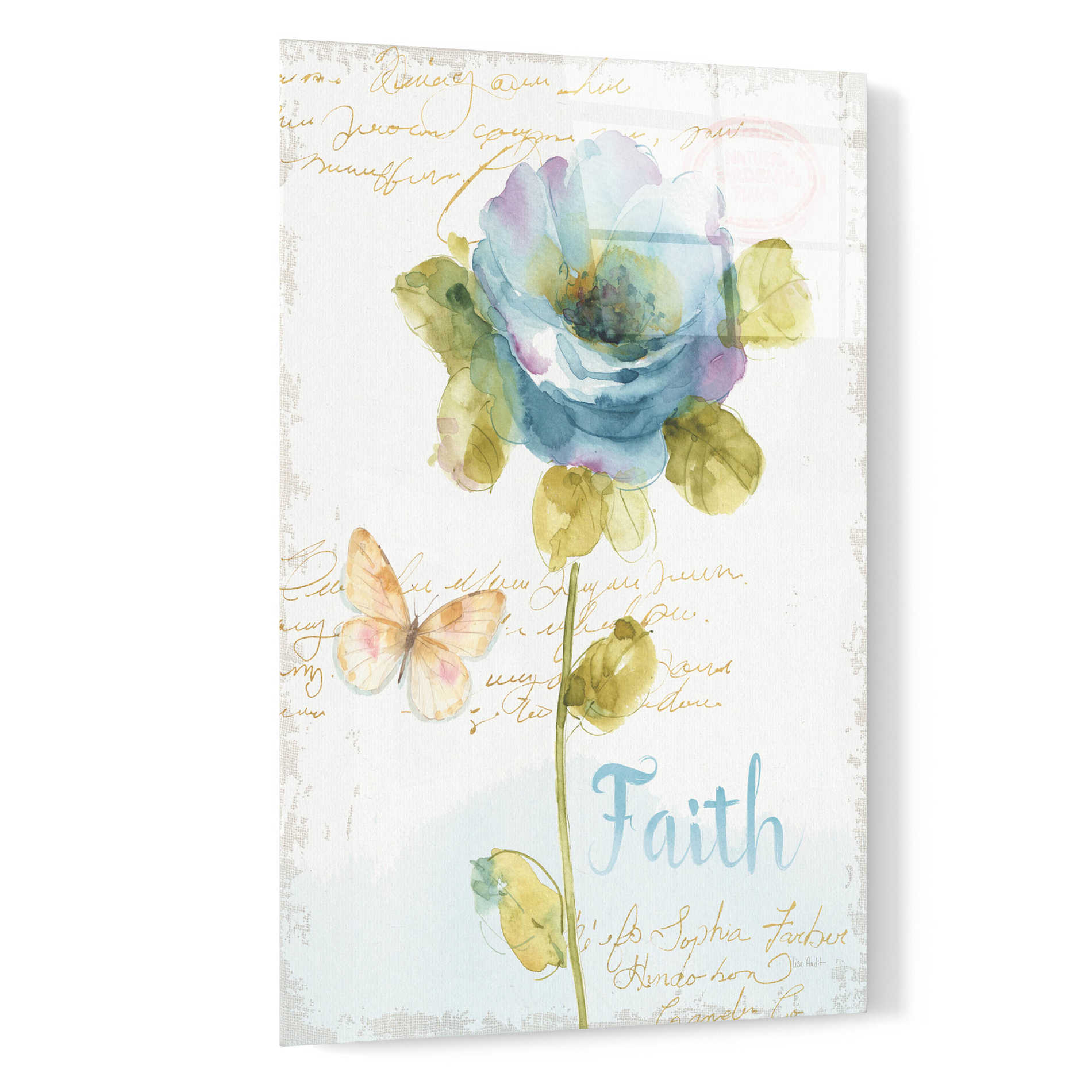 Epic Art 'Rainbow Seeds Floral VII Faith' by Lisa Audit, Acrylic Glass Wall Art,16x24