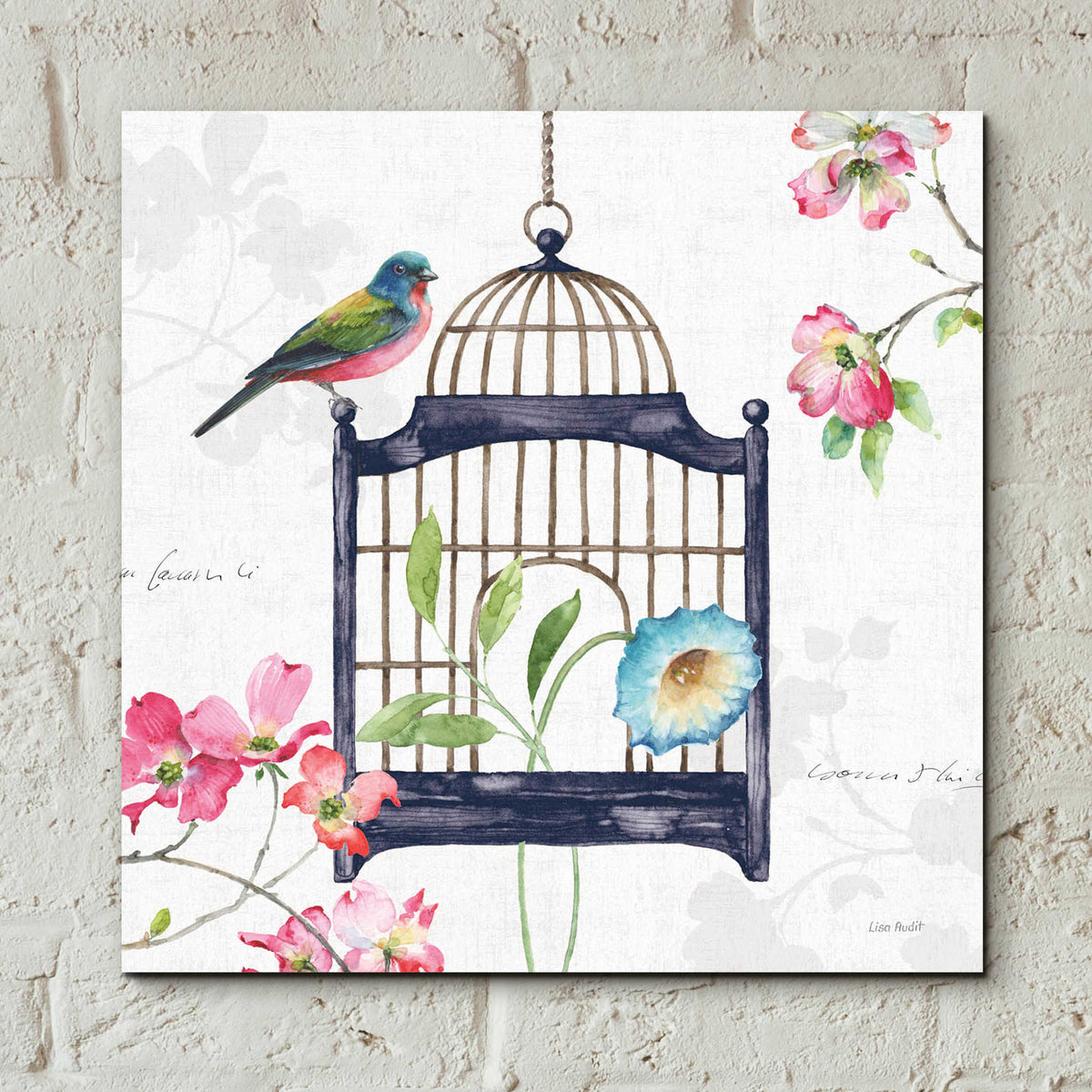 Epic Art 'Dogwood Garden V Navy' by Lisa Audit, Acrylic Glass Wall Art,12x12
