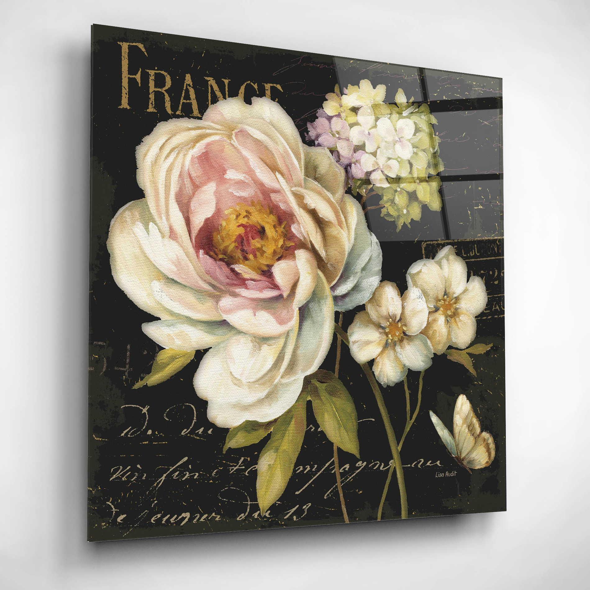 Epic Art 'Marche de Fleurs on Black' by Lisa Audit, Acrylic Glass Wall Art,12x12