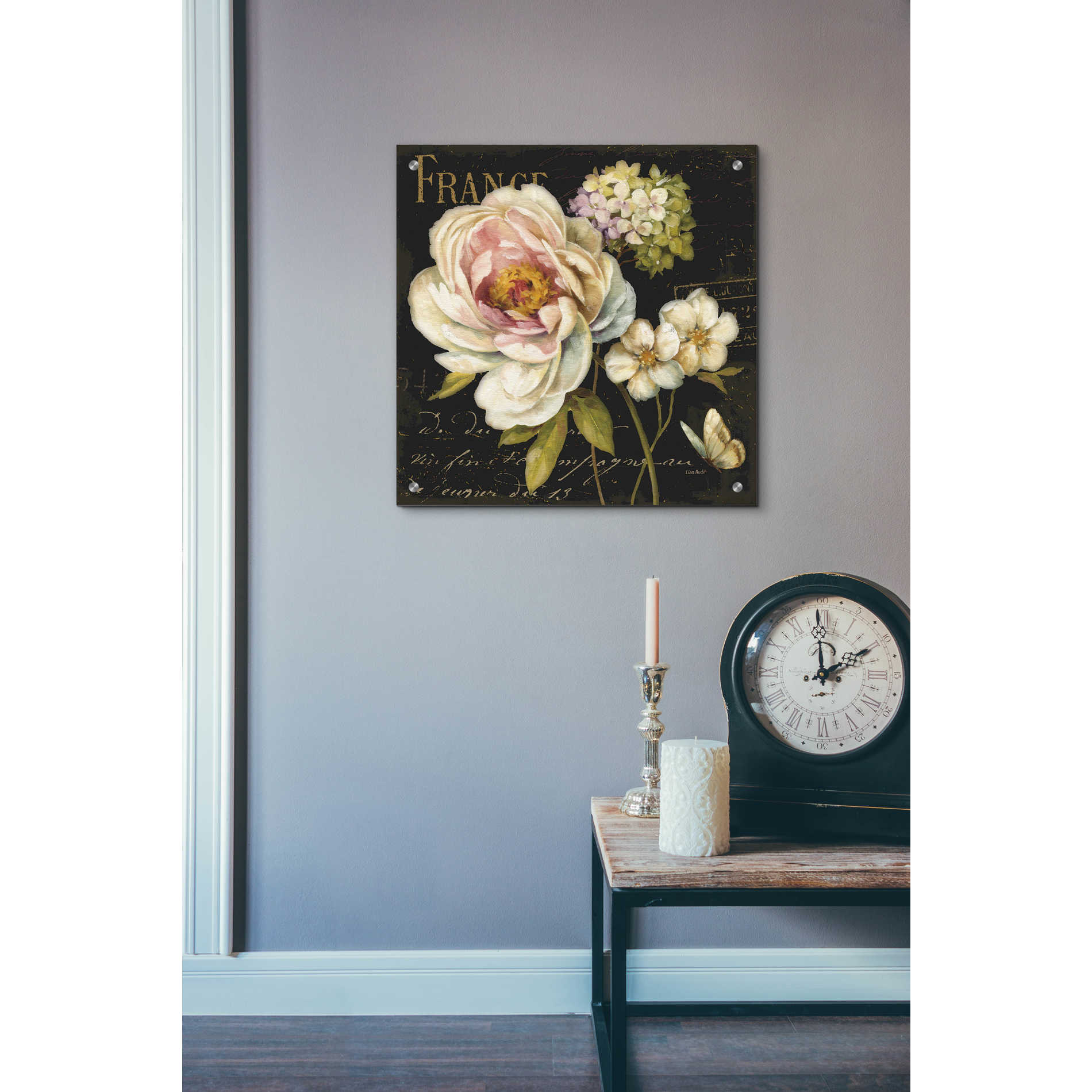 Epic Art 'Marche de Fleurs on Black' by Lisa Audit, Acrylic Glass Wall Art,24x24