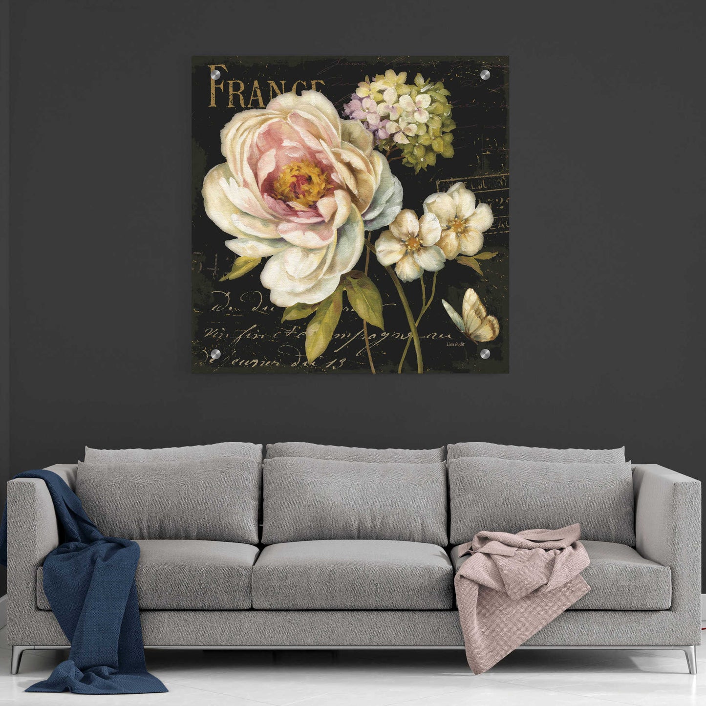 Epic Art 'Marche de Fleurs on Black' by Lisa Audit, Acrylic Glass Wall Art,36x36