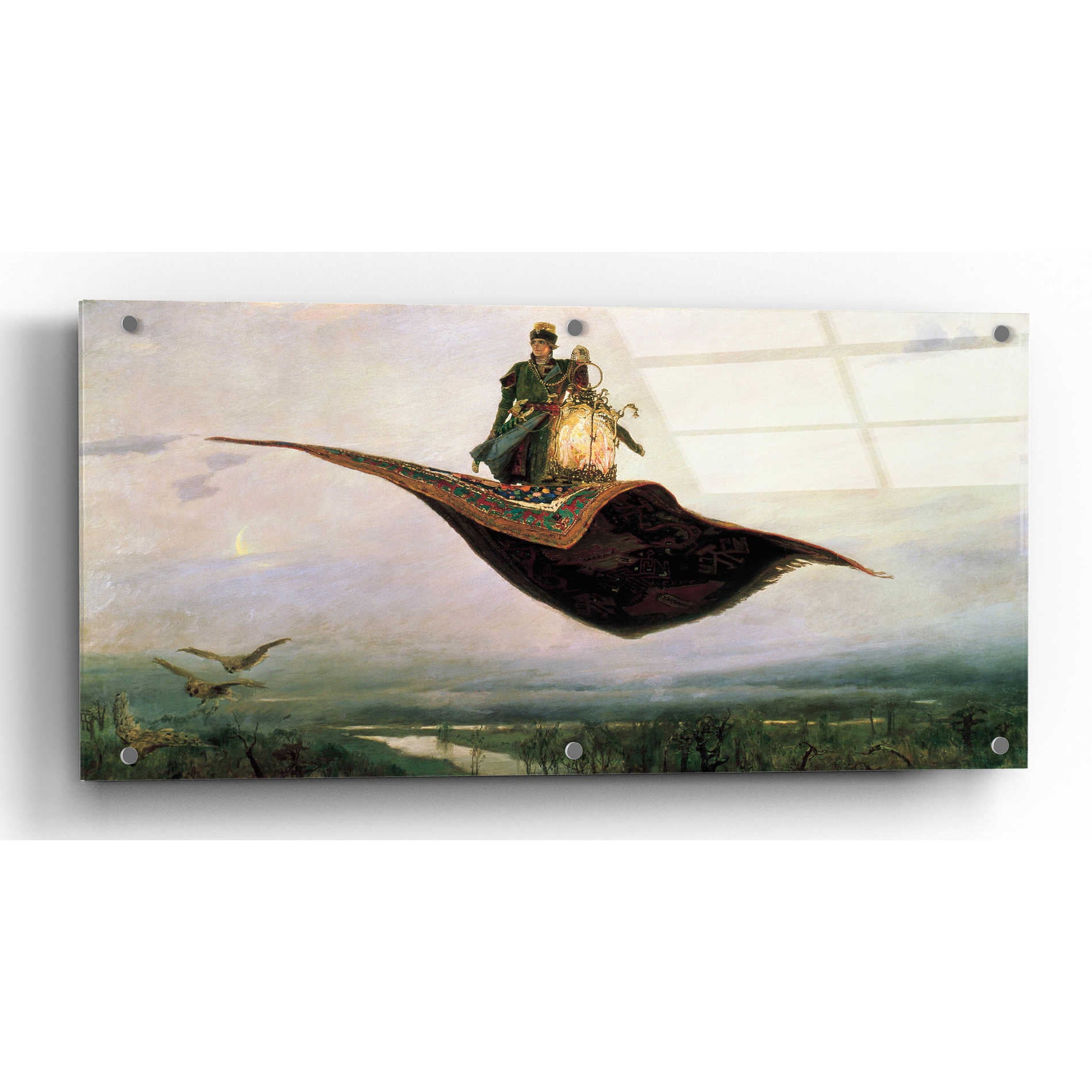Epic Art 'The Flying Carpet' by Viktor Vasnetsov, Acrylic Glass Wall Art,24x12
