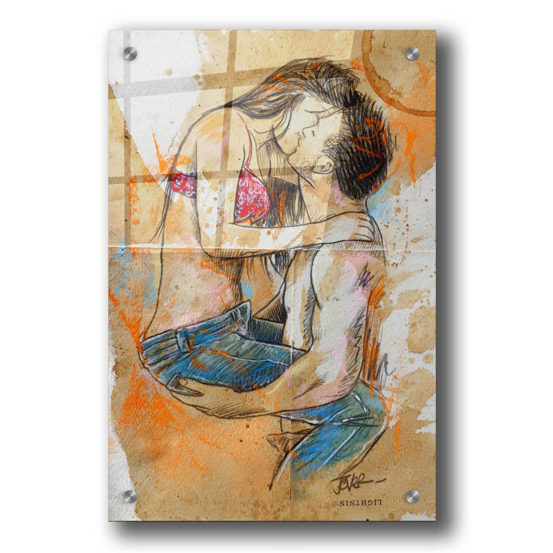 Epic Art 'Jean Lover' by Loui Jover Acrylic Glass Wall Art,24x36