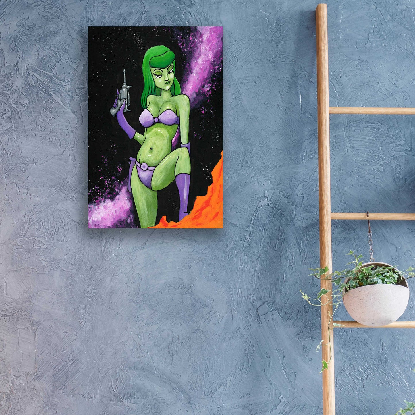 Epic Art 'Green Space Girl' by Craig Snodgrass, Acrylic Glass Wall Art,16x24